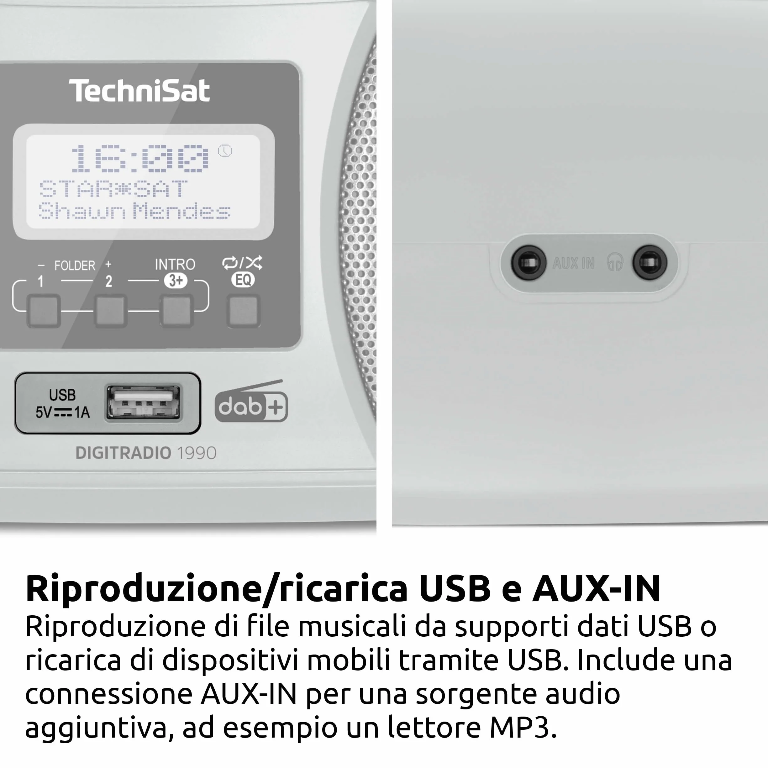 TechniSat DIGITRADIO 1990 Radio DAB+/FM Lettore CD Stereo Bluetooth Argento