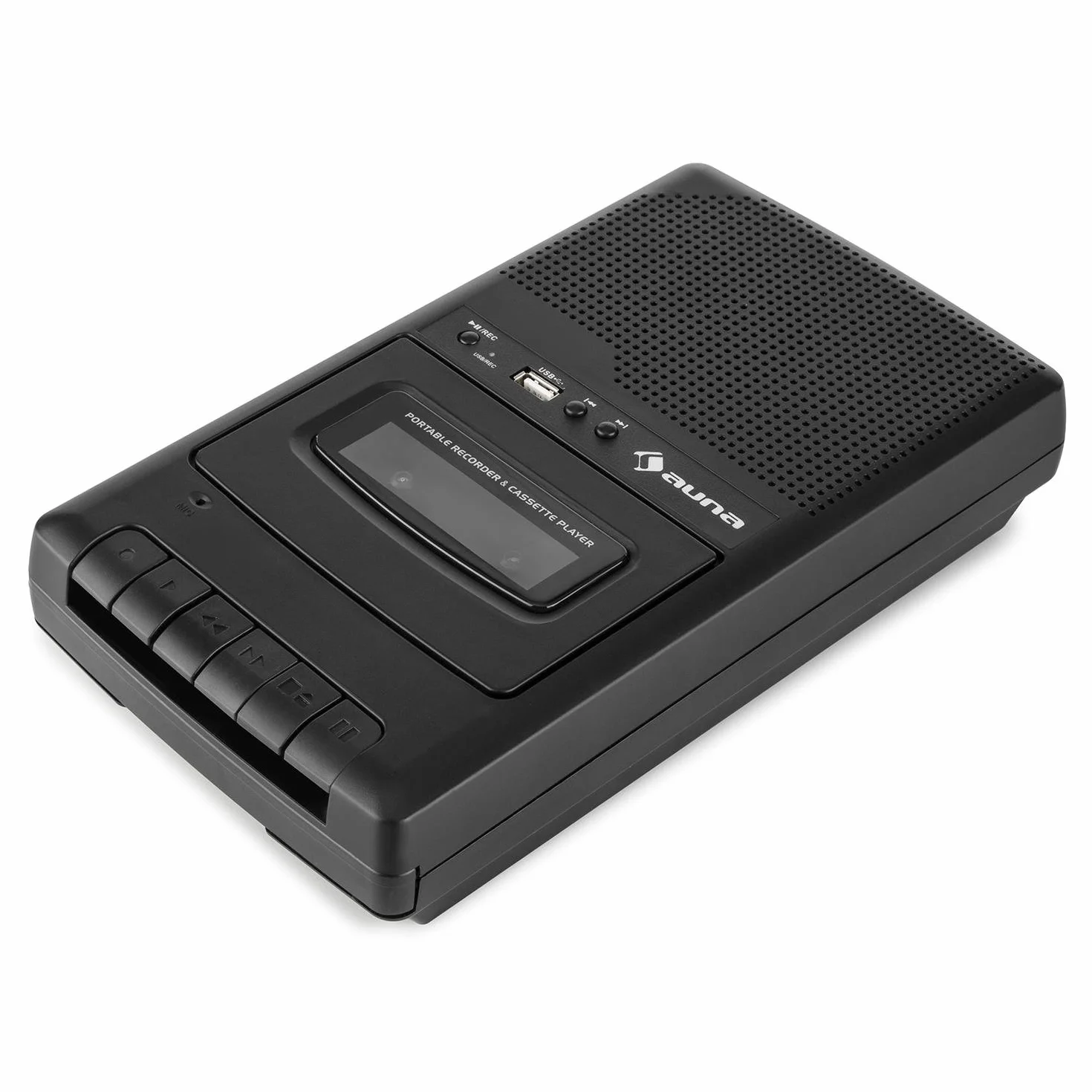 AUNA RQ-132USB Mangianastri Lettore Cassette Tape Portatile con Microfono Nero