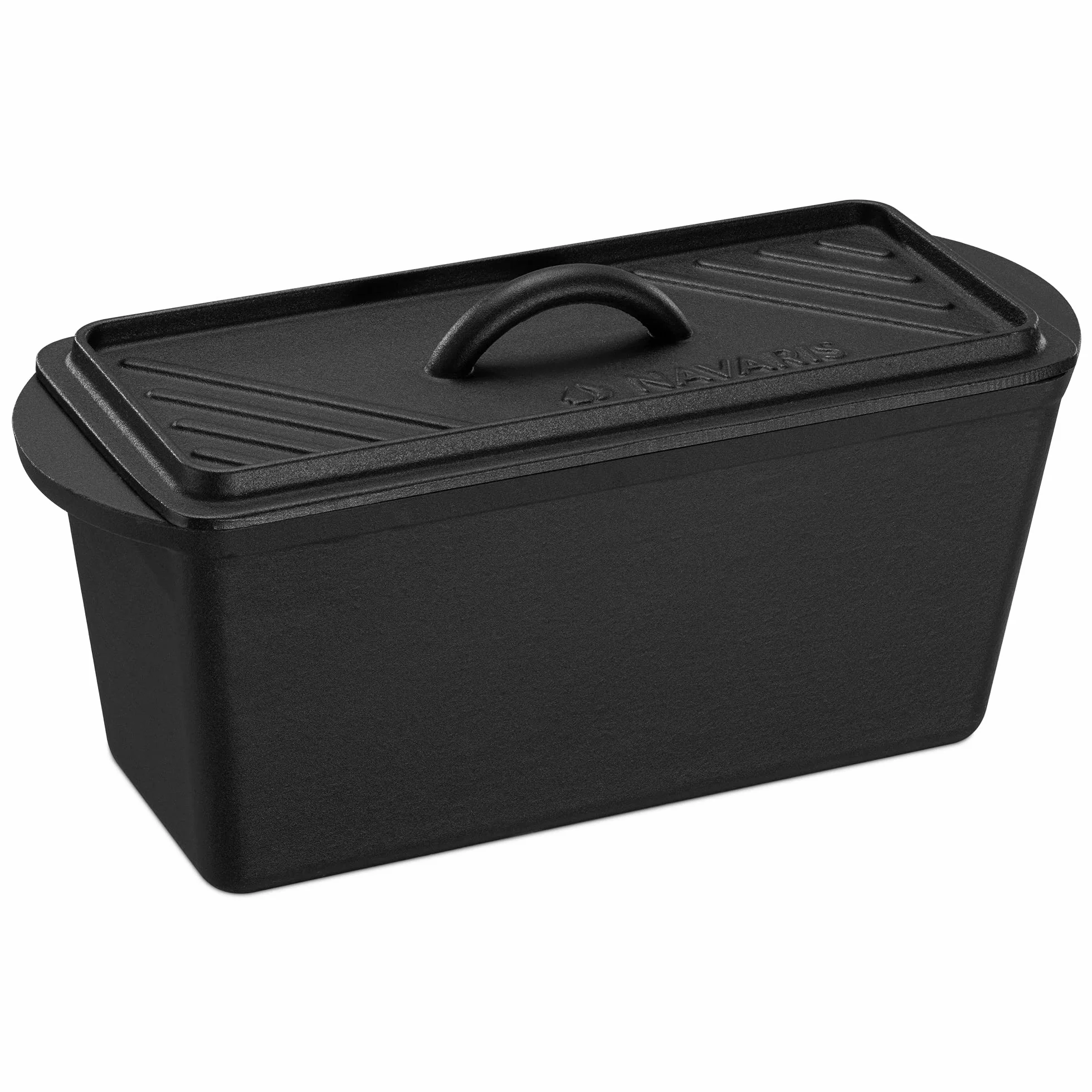 Navaris Pentola Pane da Forno in Ghisa 34 cm - Teglia con Coperchio per Cucinare Stufare - Forno Olandese per Grill Forni Fornelli - Stampo Cuoci Pane