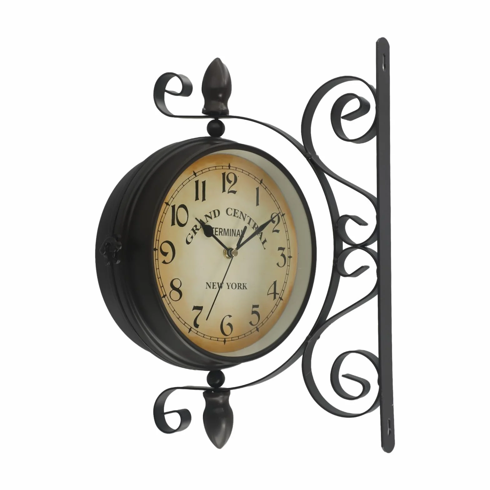 Orologio da parete vintage su entrambi i lati, per esterni, giardino, stazione ferroviaria, montato, 20,3 cm, per ingresso e portico