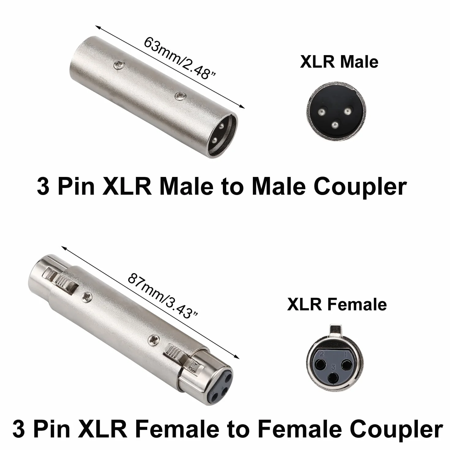 Adattatore XLR a XLR 4 Pezzi maschio/femmina 3 pin per microfono mixer