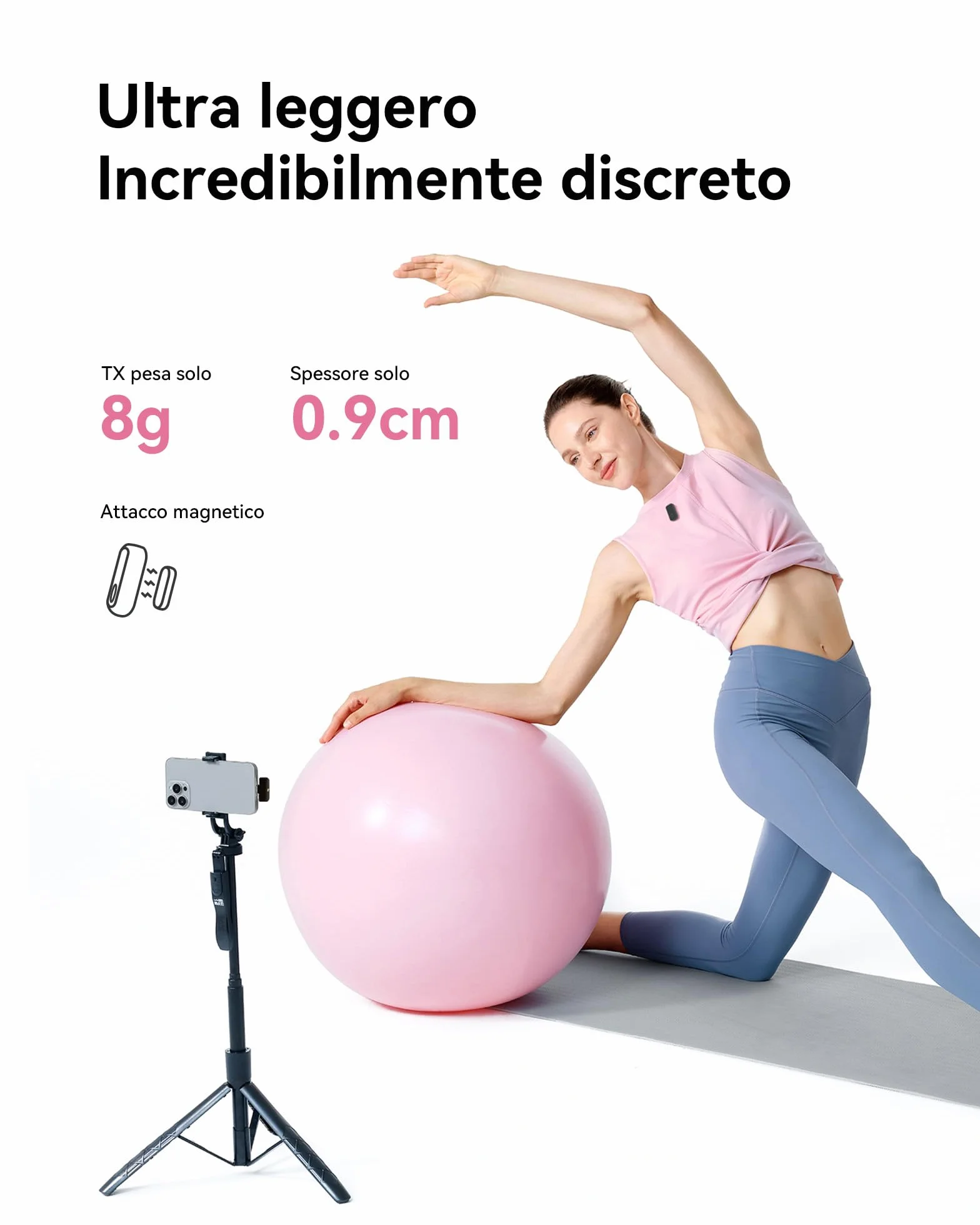 Hollyland LARK A1 Duo Mini microfono wireless per iPhone 15/16 Android 2 TX RX USB-C custodia di ricarica Nero