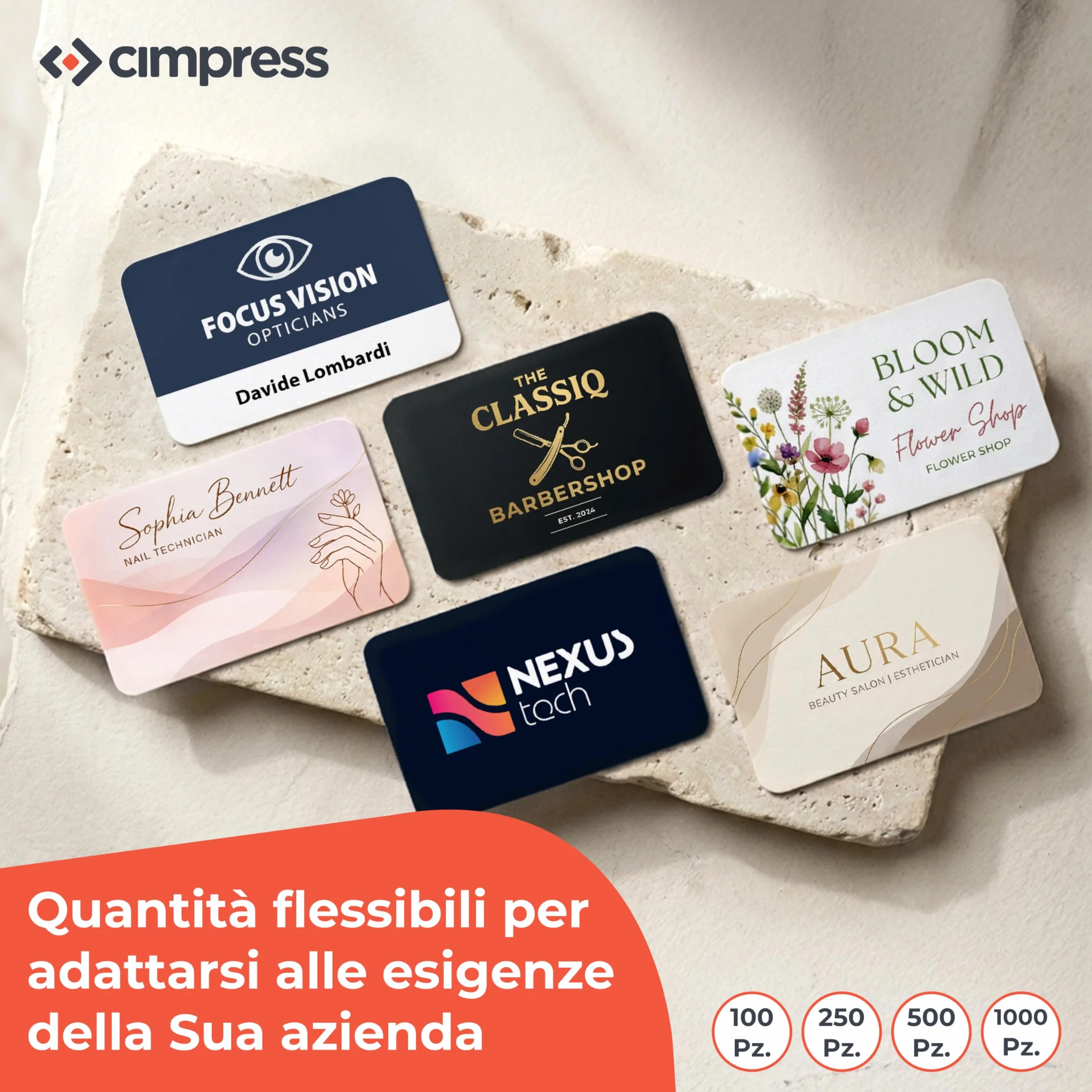 Biglietti da Visita Personalizzati 85 x 55 mm 300 g/m² Opaco Fronte e Retro Confezione da 100