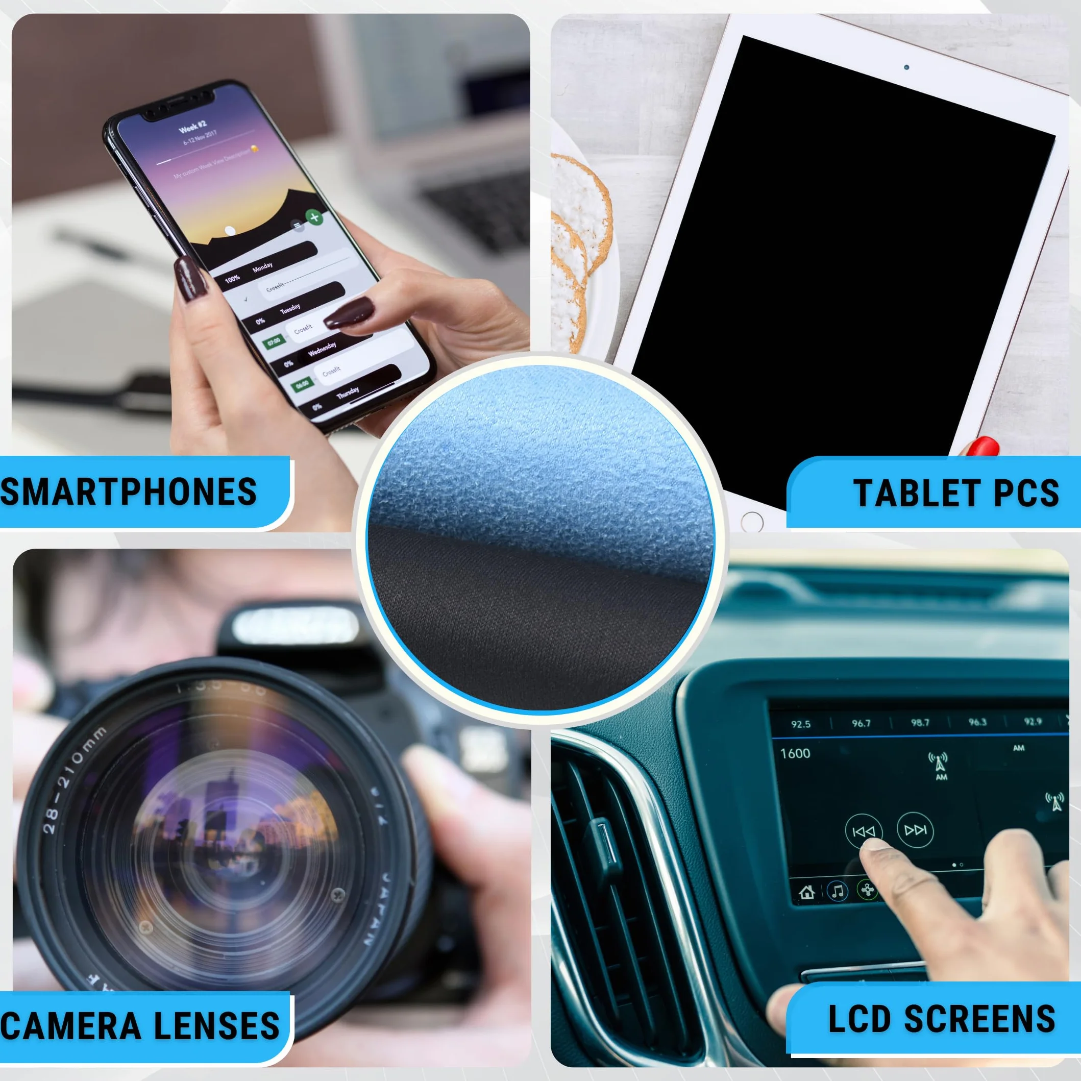 Panni in Microfibra Doppio Lato 5 Pezzi per Schermi Smartphone TV LCD
