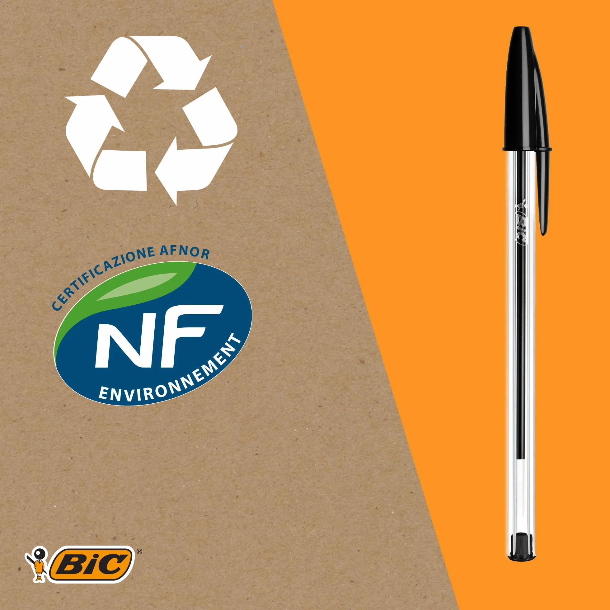 BIC Cristal Original Penne Nere a Sfera Punta Media 1 mm Confezione 50 Penne