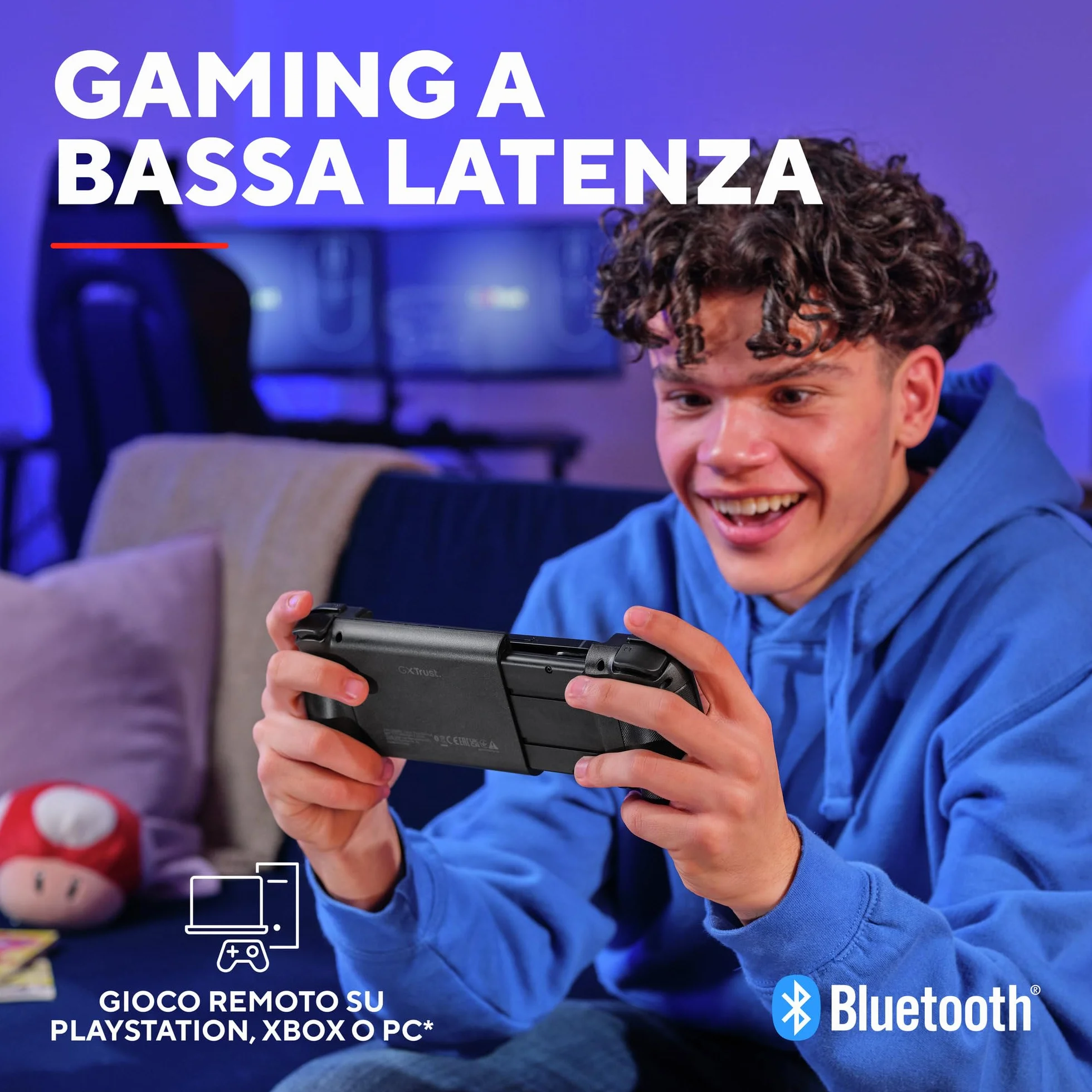 Trust GXT 735 Mylox Controller Bluetooth per Telefono, Gamepad Wireless per iPhone/Android/PS5/Xbox, Nero