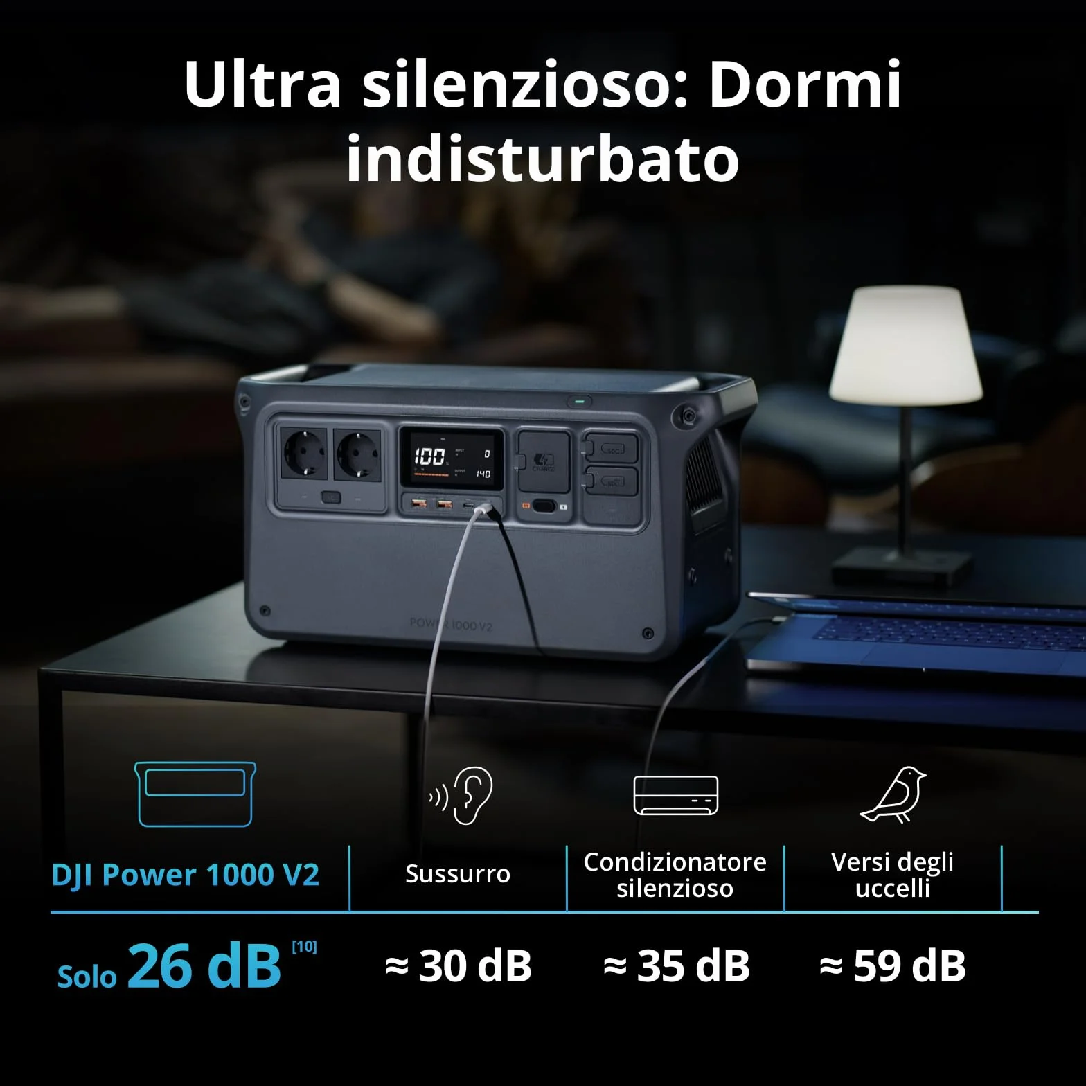 DJI Power 1000 V2 generatore di corrente portatile, centrale elettrica portatile, batteria LFP da 1024 Wh, uscita stabile da 2600 W, ricarica 0-80% in 37 min,power station per casa, camper off-grid