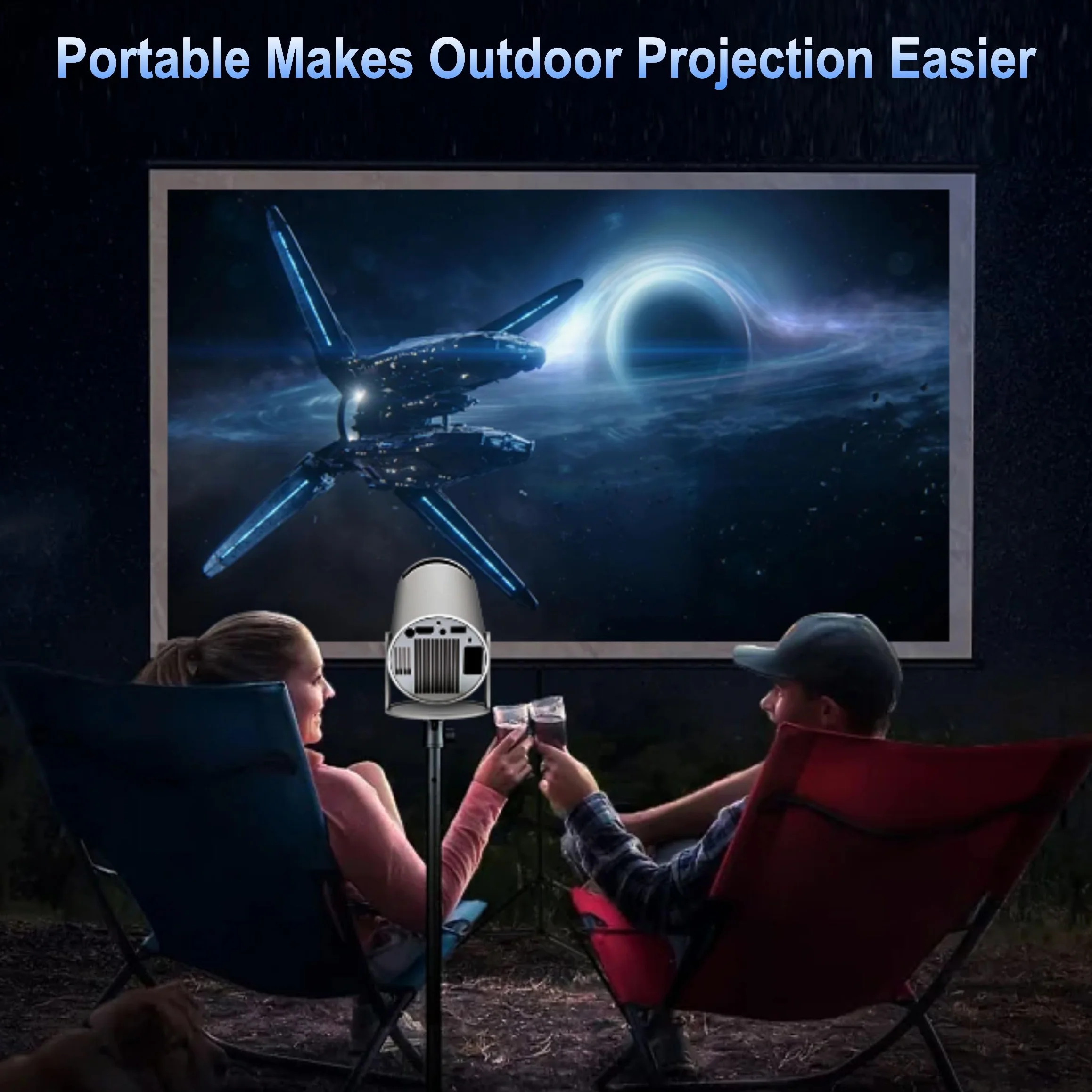 Proiettore 4K WiFi 6 BT5.2 Portatile Full HD con Keystone Rotazione 180° per Home Theater