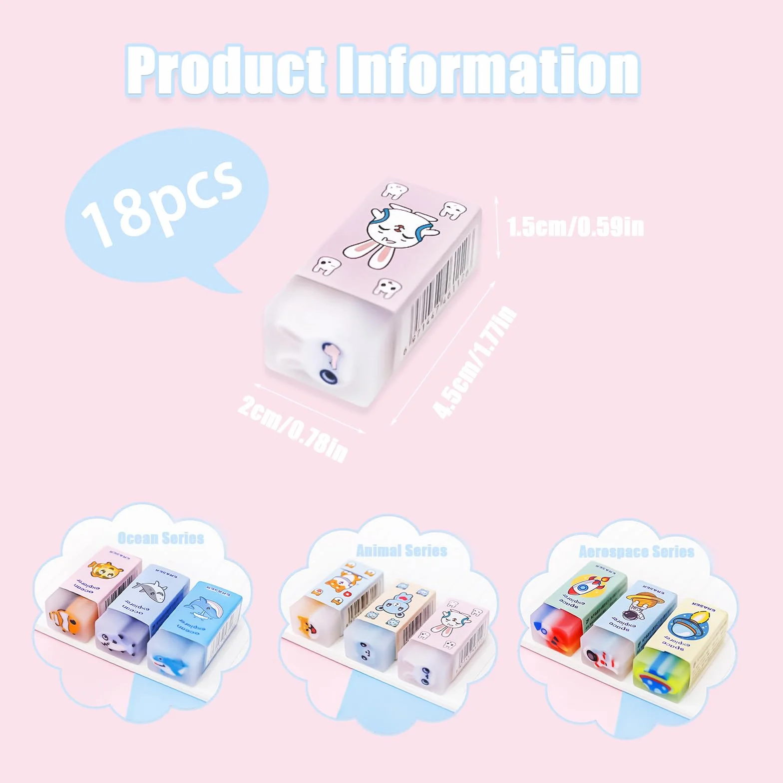 Kawaii Gomme Cancellare 18 Pezzo, Gomme Creative, Regali Studenti, Bomboniere, Premi Compiti