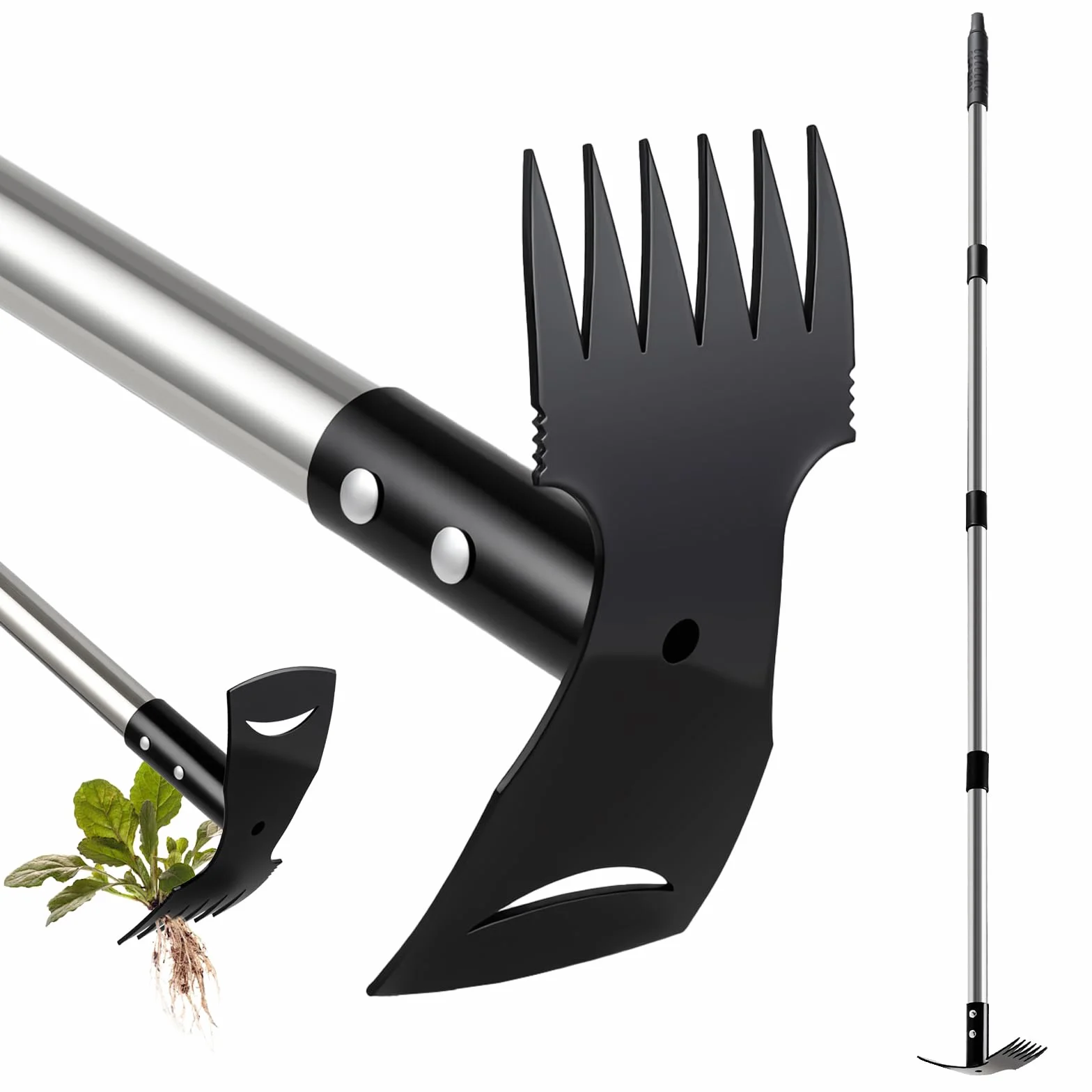 Mitclear Attrezzo per Rimuovere delle Erbacce con Manico Lungo(148cm), Rastrello per Diserbo e Zappa da Giardinaggio, Attrezzi da Giardino per Scavo del Terreno, Rimuove Erbacce, Cura del Prato