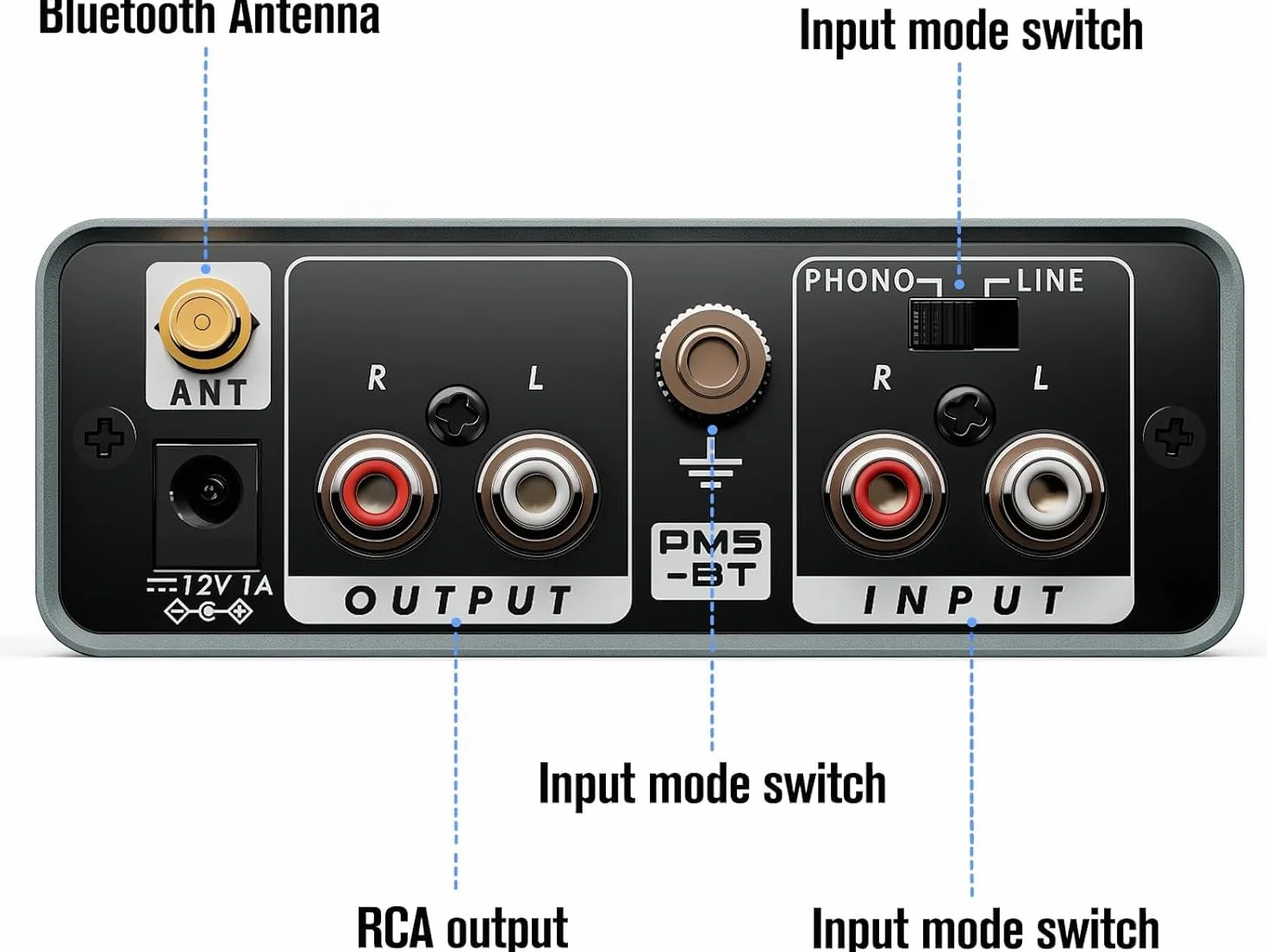 Preamplificatore Phono Bluetooth con Ingresso RCA, Uscita Bluetooth, Guadagno 36dB/4dB per Giradischi Vinile