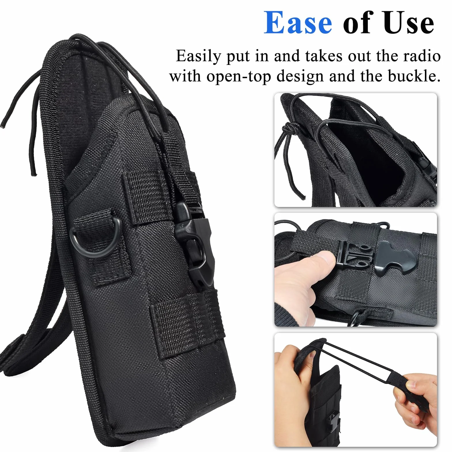 Custodia Tattica per Radio con Sistema MOLLE, Supporto Walkie Talkie in Nylon, Cintura Regolabile Compatibile Motorola Kenwood Baofeng Midland