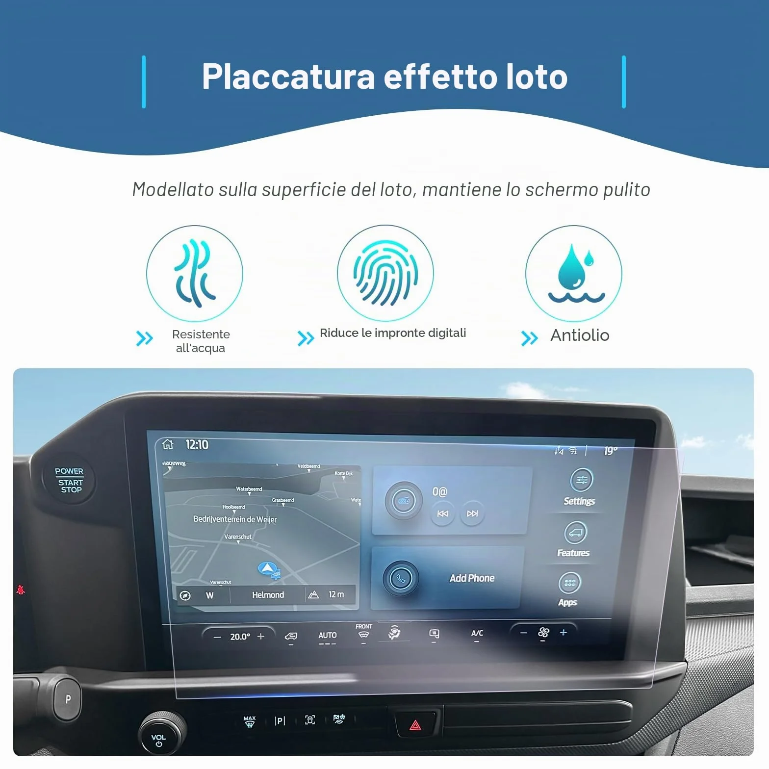 Pellicola Protettiva per Navigazione 13" Compatibile Ford Tourneo Custom Transit 2024-2026 SYNC 4 Touchscreen Antigraffio