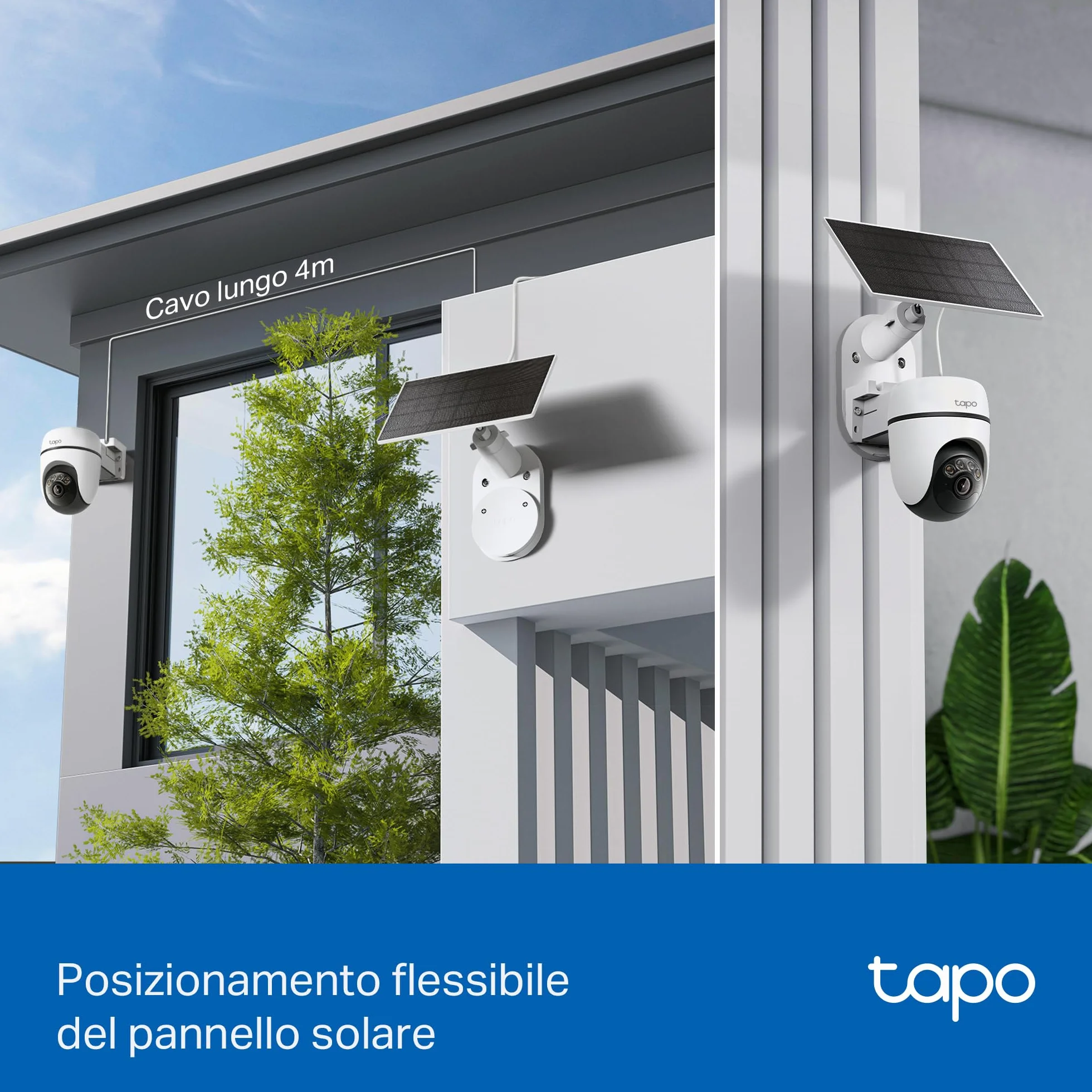 Tapo C610 KIT 2K 3MP Telecamera Wifi Esterno Senza Fili Pannello Solare 360° PTZ Videocamera Sorveglianza Batteria 6700mAh Rilevamento Umano Visione Notturna Colori Tracciamento AI IP65