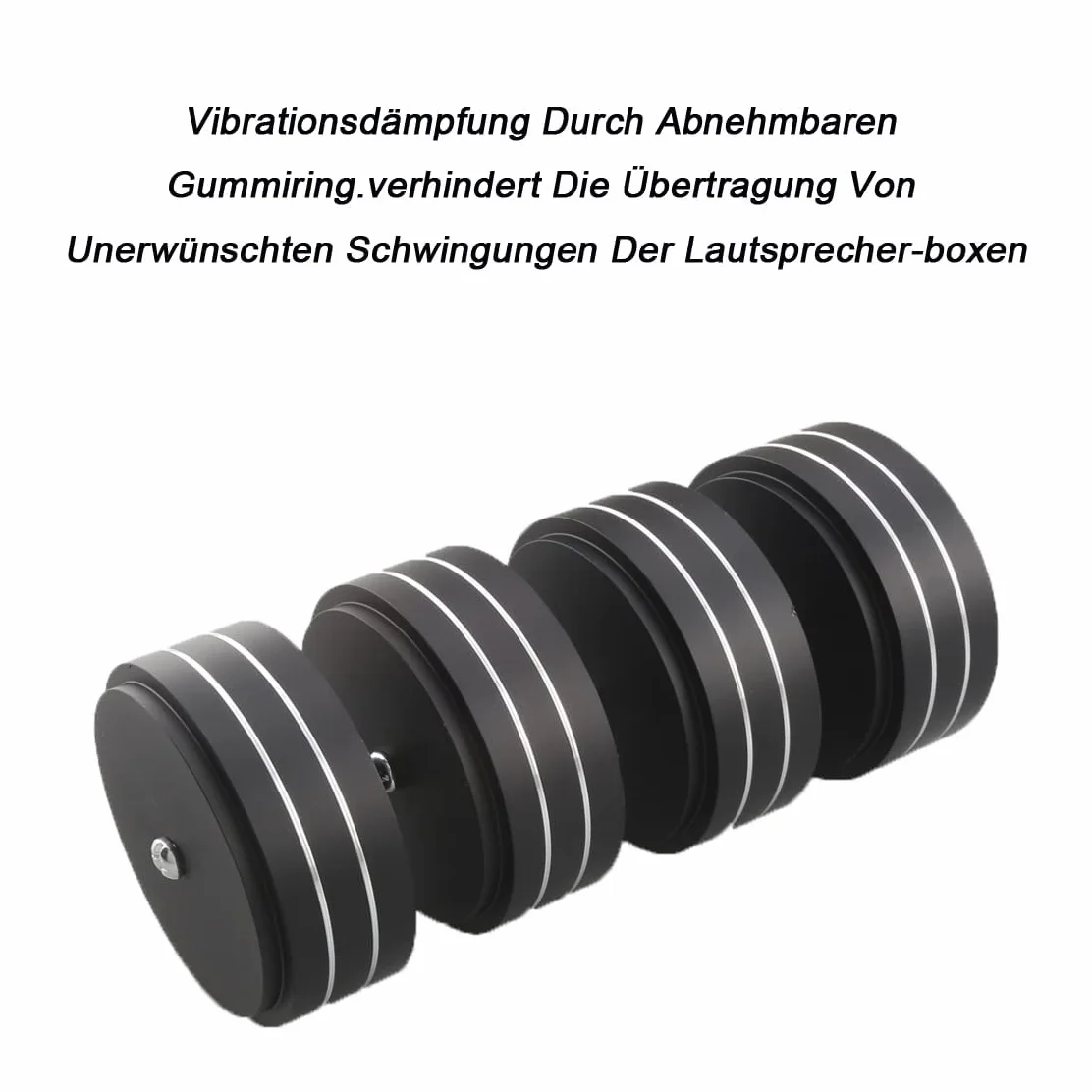 Piedini in alluminio 58x22 mm ammortizzatori vibrazioni HiFi nero con viti e anelli antiscivolo