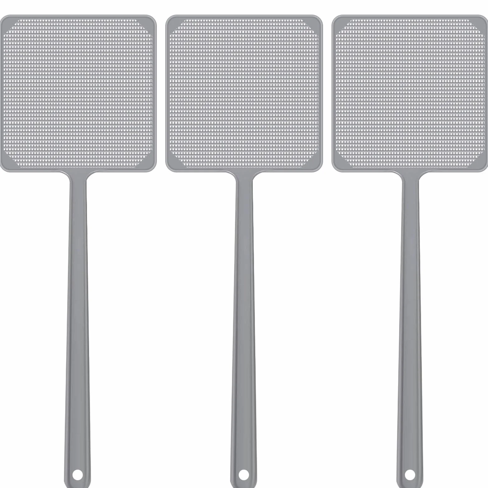 3 Pezzi Grigio Scacciamosche,per Mosche,Scacciamosche Manuale Plastica,Portatile Manico Lungo,per Zanzare e Insetti,Acchiappa Mosche per Interno Cucina e Giardino Esterno