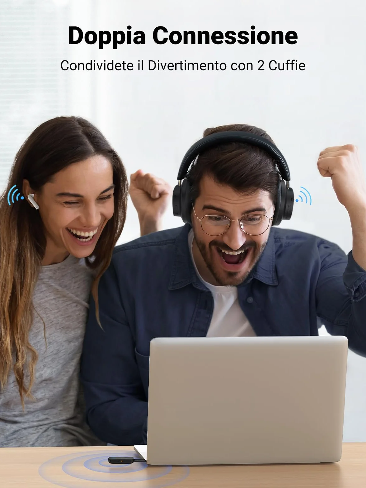UGREEN Bluetooth 5.4 Adattatore Audio 2 in 1 3.5mm Aux Jack con Microfono per TV PC Auto