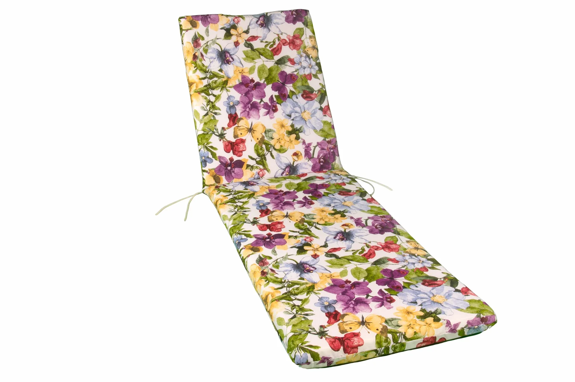 GHIOCUSCINI | Cuscino per Lettino Prendisole, Fantasia PRIMAVERA, Tessuto Cotone/Poliestere, Sfoderabile, 73 + 110 x 57 cm, Alto 6 cm, Made in Italy