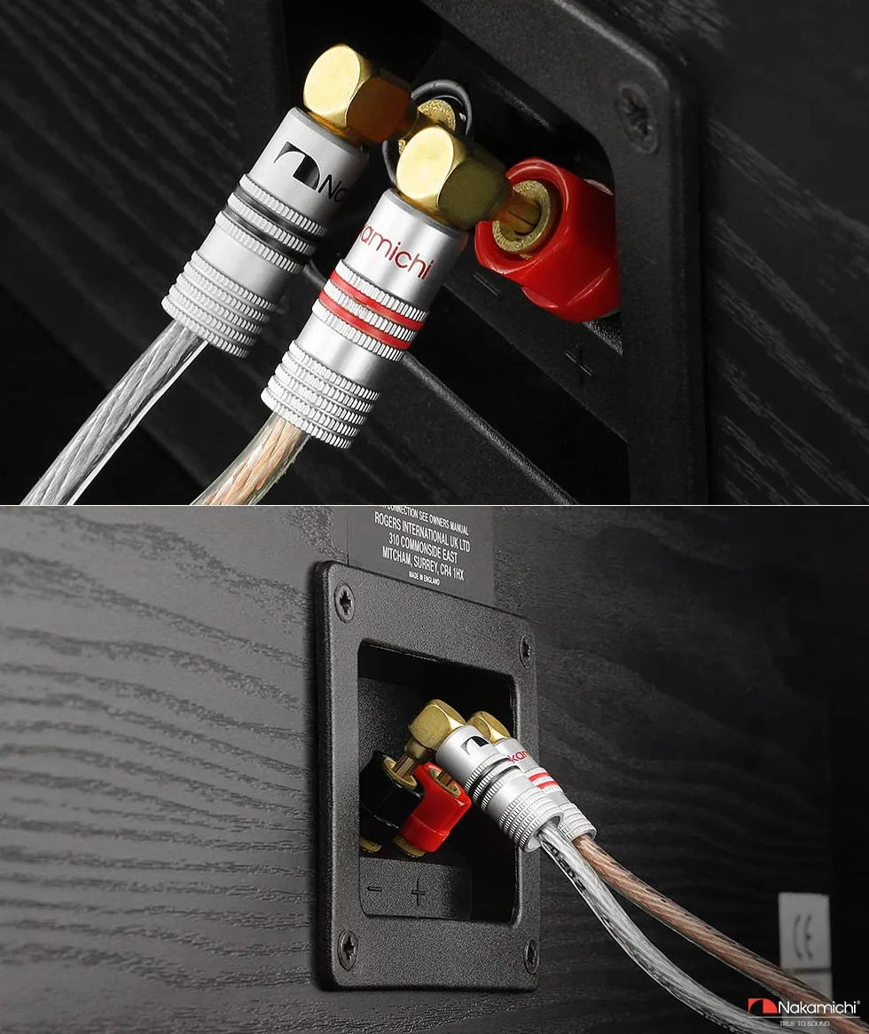 Nakamichi connettori a banana 12-18 AWG 4 mm placcati in oro 24 K 4 pezzi spine angolate