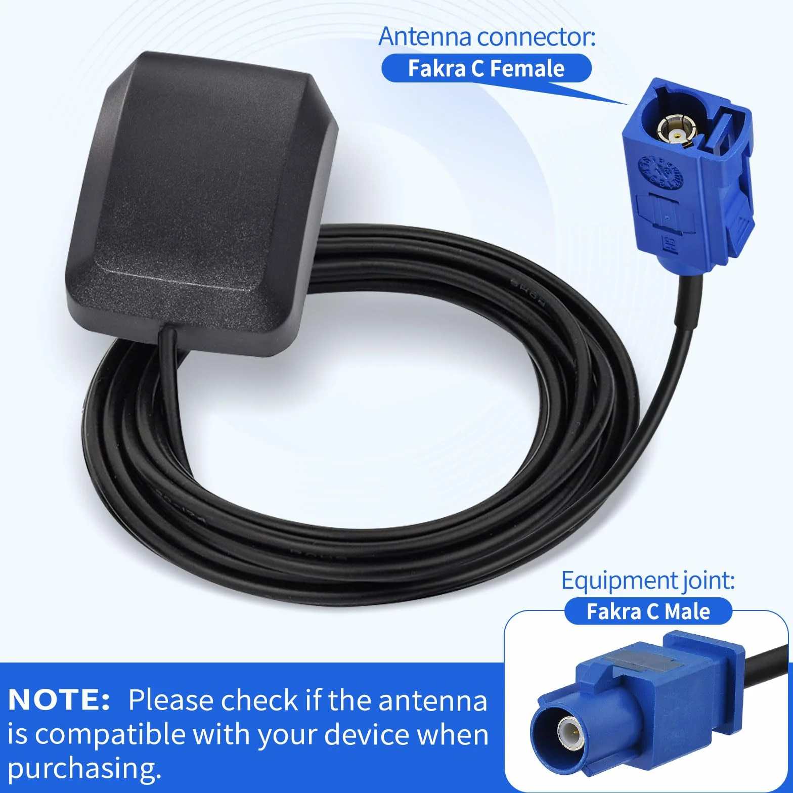 Superbat Antenna GPS Impermeabile Magnetica 3m RG174 Fakra C Femmina
