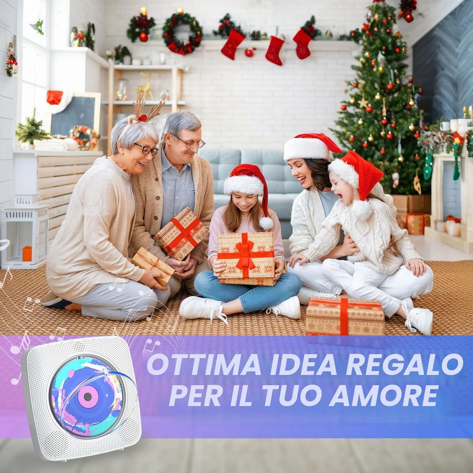 Lettore CD Portatile Bluetooth Kegaudio con Altoparlante USB/AUX Presa per Cuffie Bianco