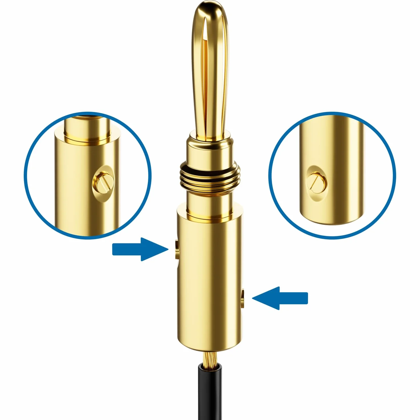 deleyCON 4 Pezzi Connettori a Banana Placcato Oro Avvitabile per Cavo Altoparlanti 0,75-4,5 mm Argento