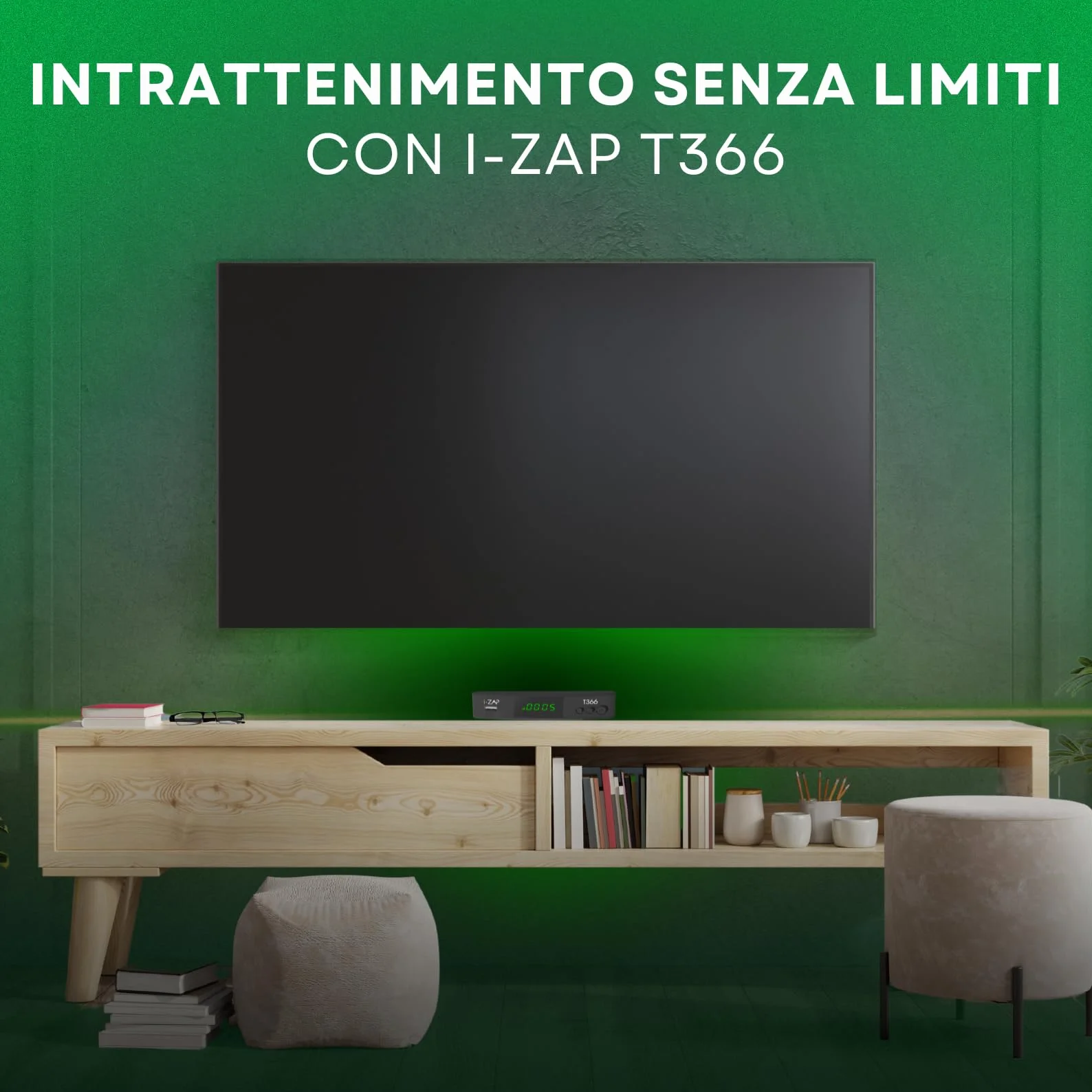 i-ZAP T366 Decoder Digitale Terrestre DVB-T2 HDMI SCART USB ETHERNET
