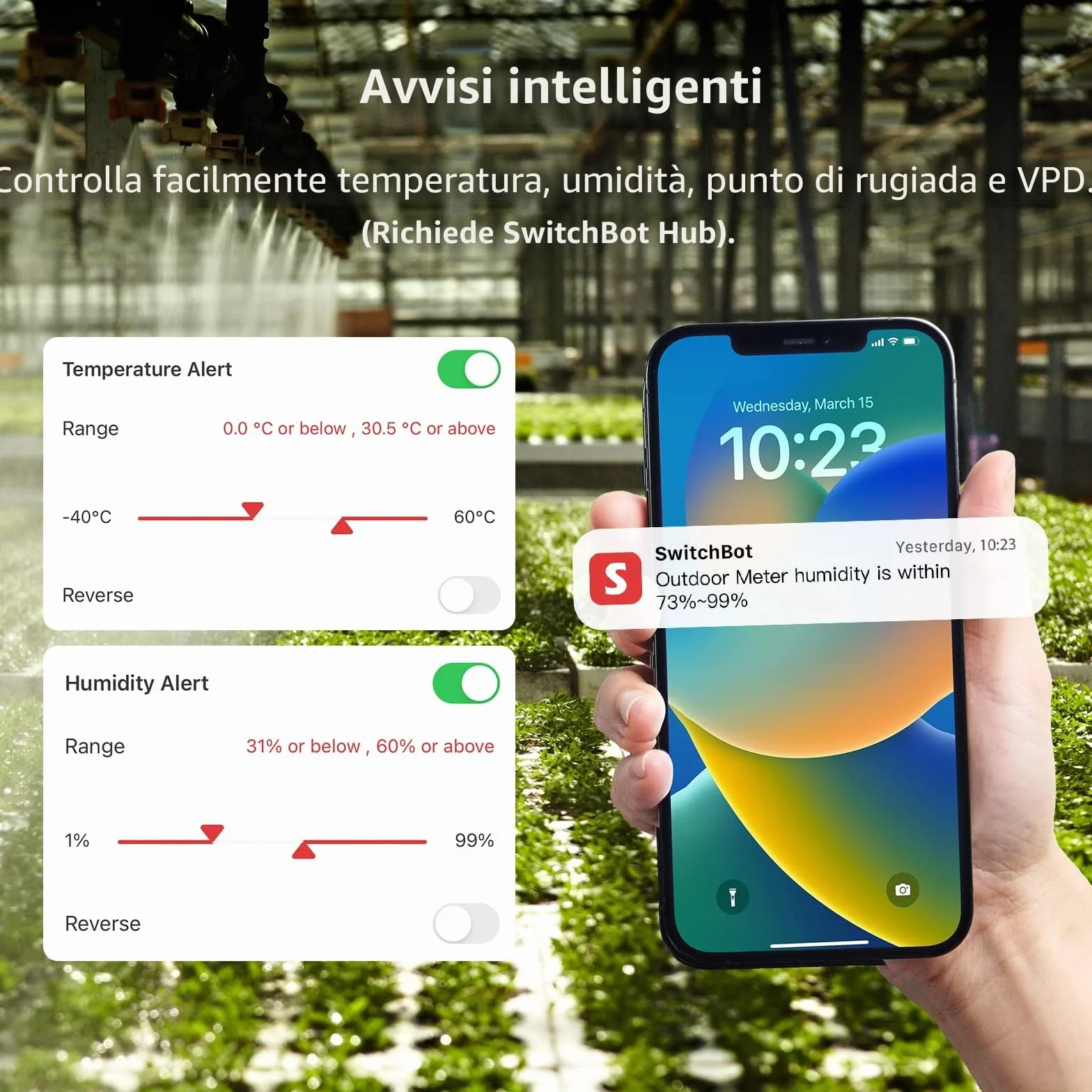 SwitchBot Termometro Igrometro da Esterno IP65 Bluetooth 100m Sensore di Rugiada VPD Umidità Assoluta
