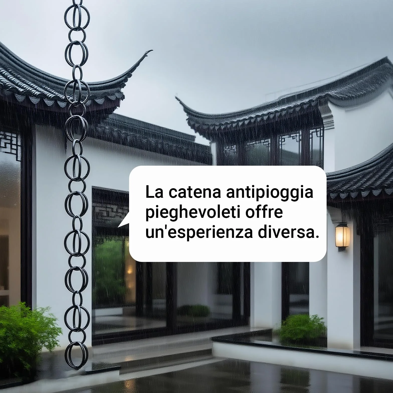 Catena da Pioggia Antica Giapponese 2.4m Nero per Giardino Terrazzo