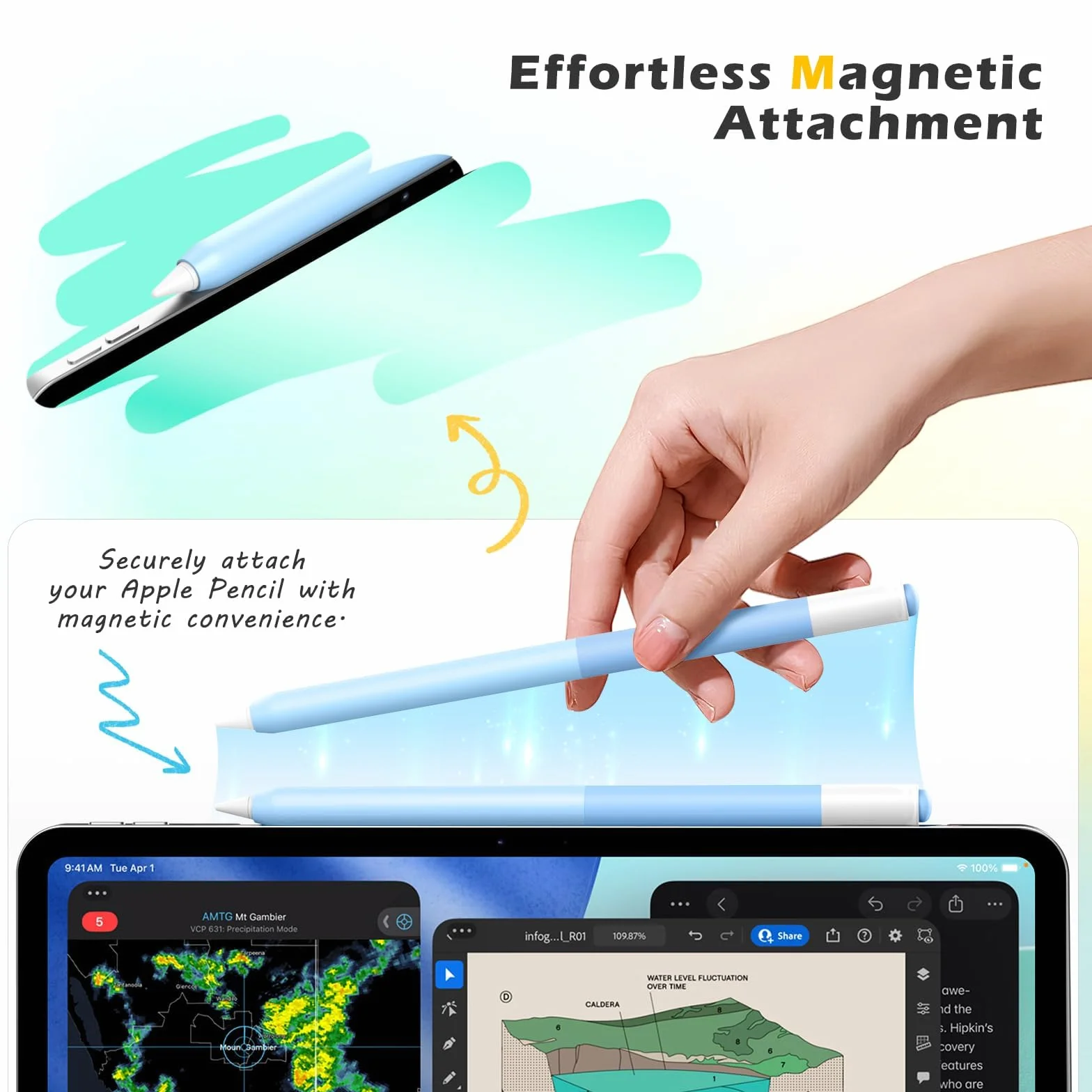 MoKo Custodia Silicone Apple Pencil USB-C Cover Protettiva Colori Sfumati Azzurro Cielo Gradiente