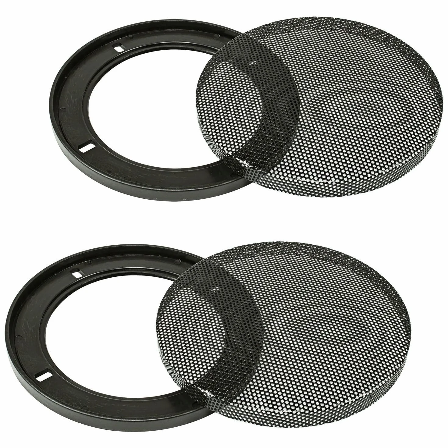Tomzz Audio Griglia per altoparlante DIN 100mm nero 2 pezzi anello di plastica set griglia metallica