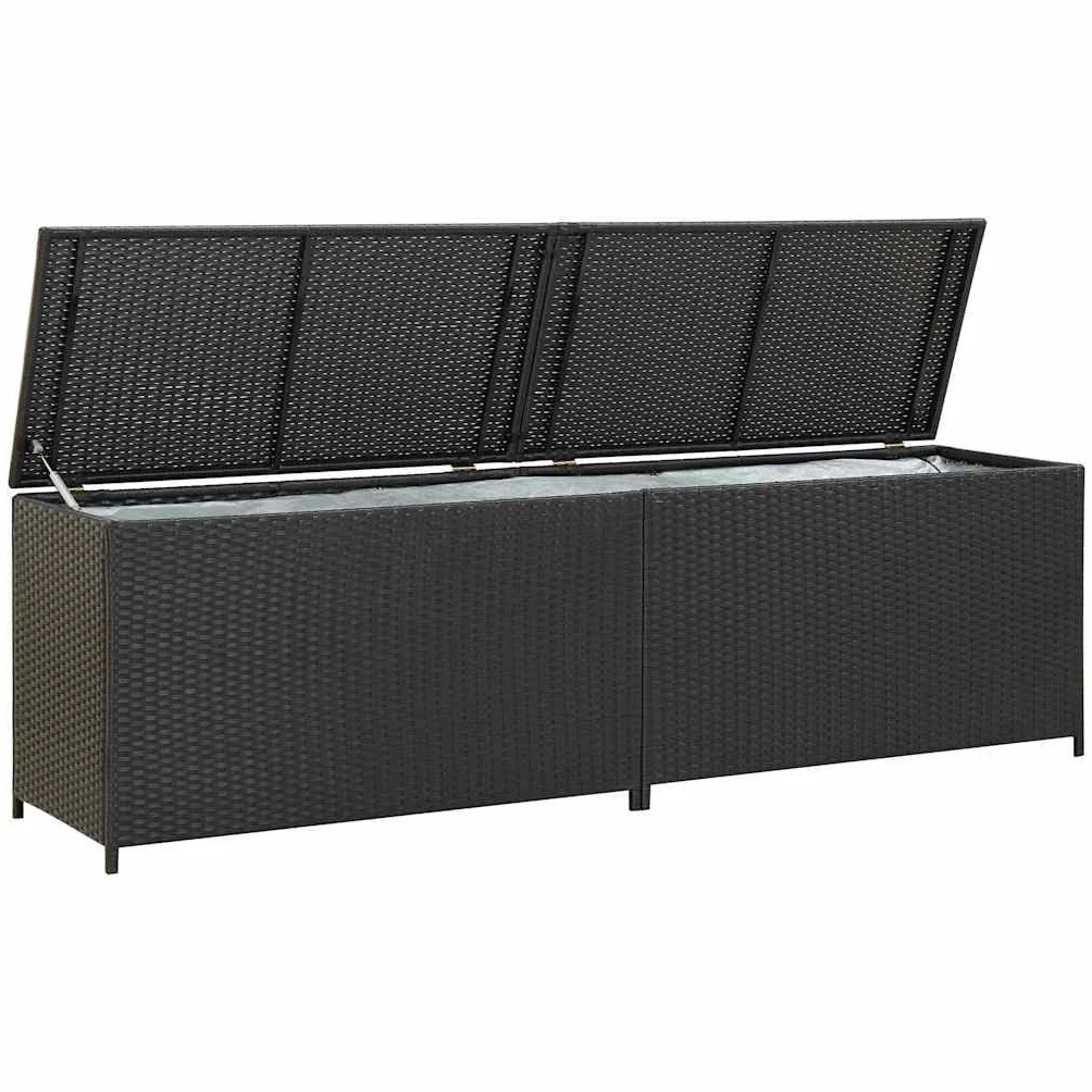 tuinboxen - vidaXL Patio Storage Box Poly Rattan 78.7"x19.6"x23.6" Black - 200 x 50 x 60 cm - Zwart