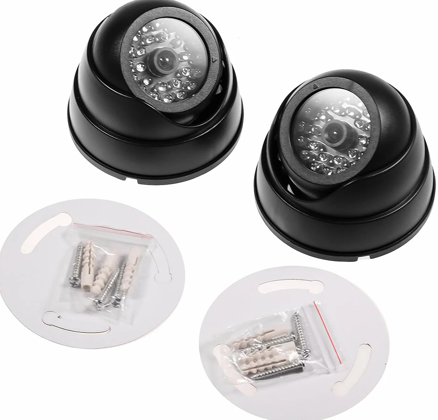 Telecamera di Sicurezza Finta CCTV con Luce Lampeggiante LED a Infrarossi Nero 2x