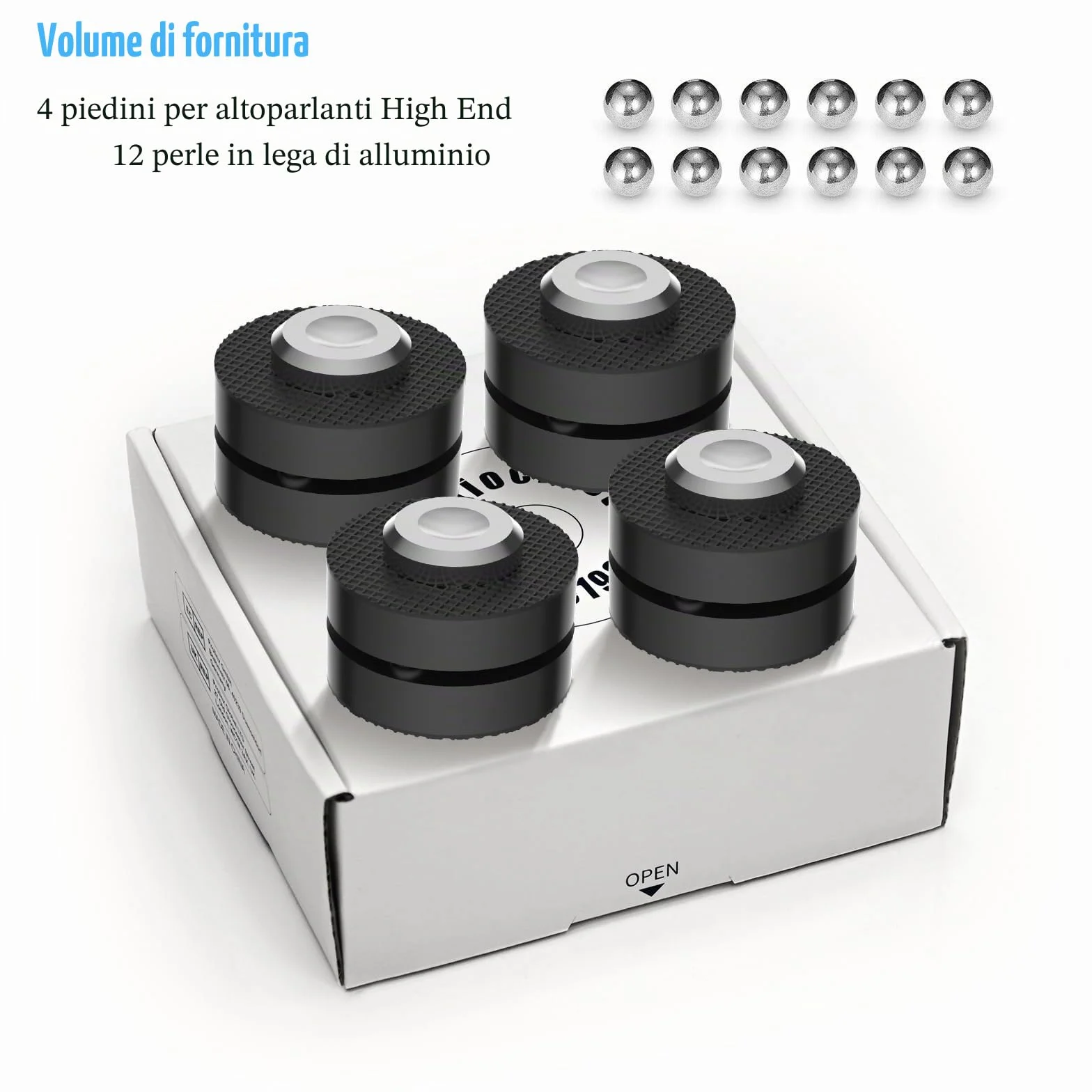 Tertullus Set di 4 piedini in alluminio per altoparlanti HiFi