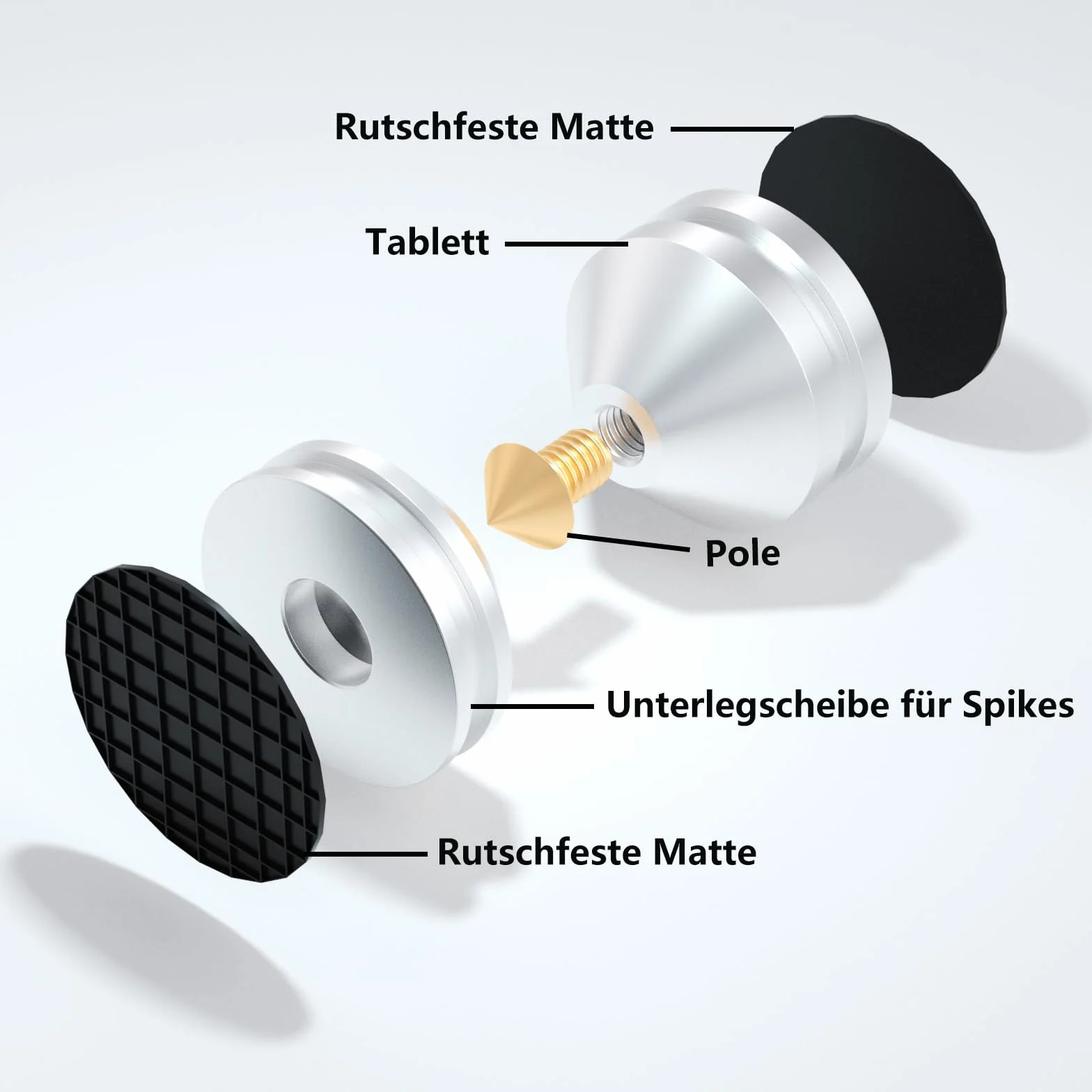 Monosaudio HiFi Speaker Spikes 27 x 24 mm Hi-End Speaker Pads Altoparlante Isolamento Antiurto