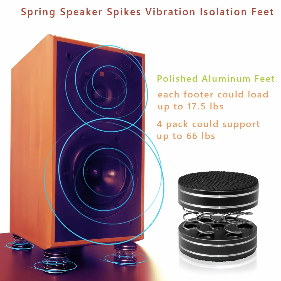 Piedini isolanti per giradischi in alluminio UCINNOVATE, regolabili a molla, antiscivolo, per amplificatori HiFi