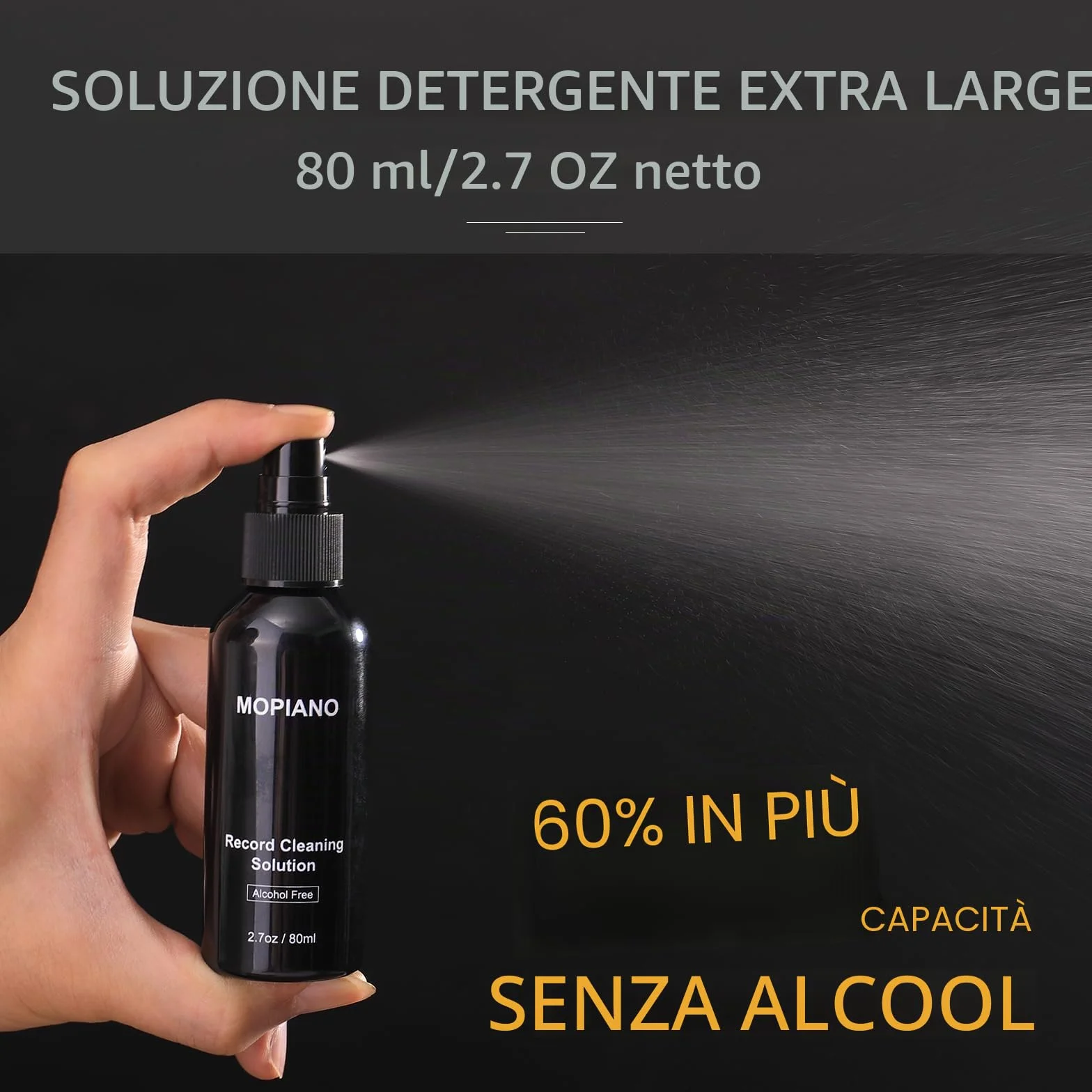 Mopiano Kit di pulizia per dischi in vinile 6-in-1 con spazzola in velluto e liquido LP