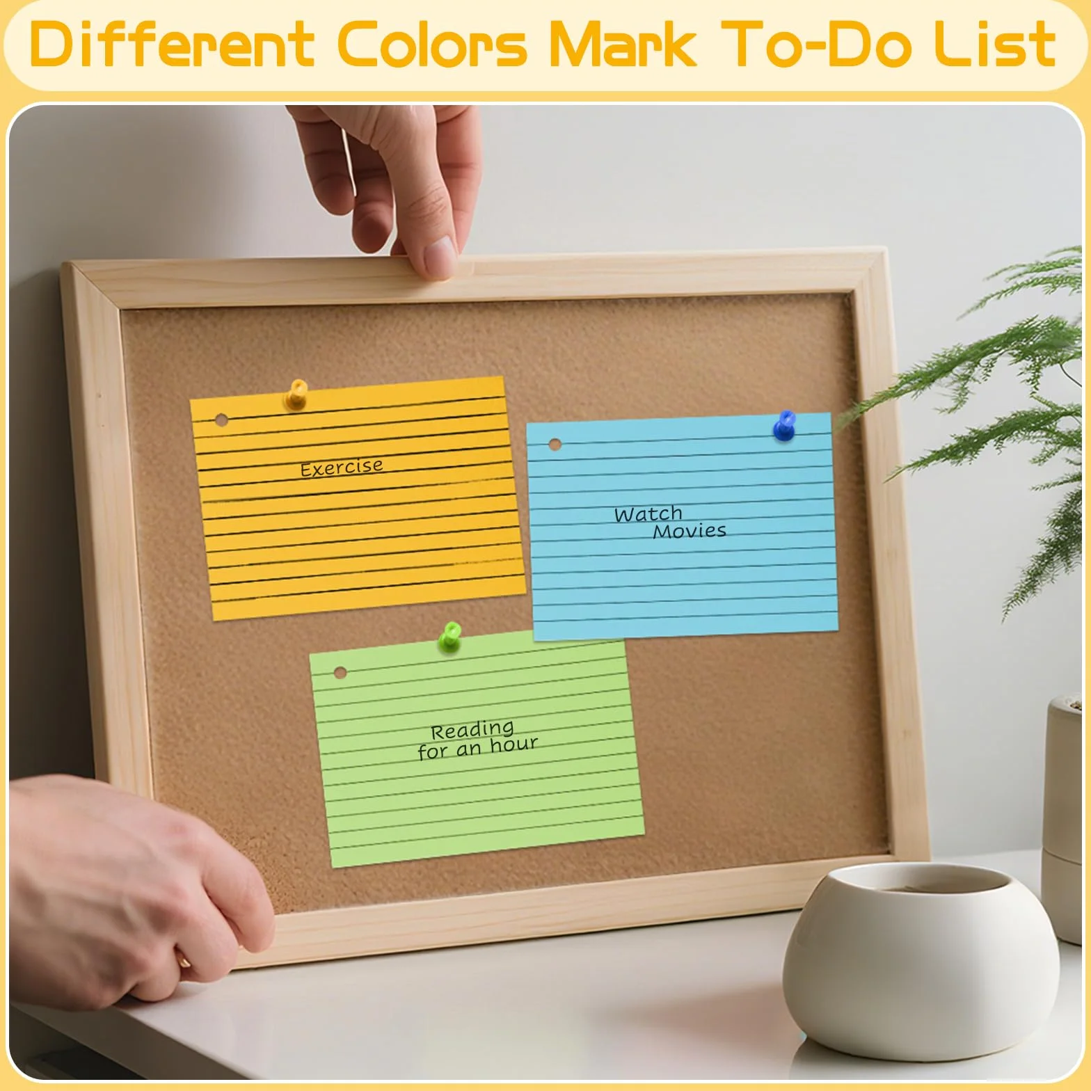 Thboxes 360 Pezzi Flashcards A6 a Righe, 150g/m² Carte Indice 6 Colori con Copertina Kraft e Anello, 14,8 x 10,5 cm per Apprendimento Vocabolario