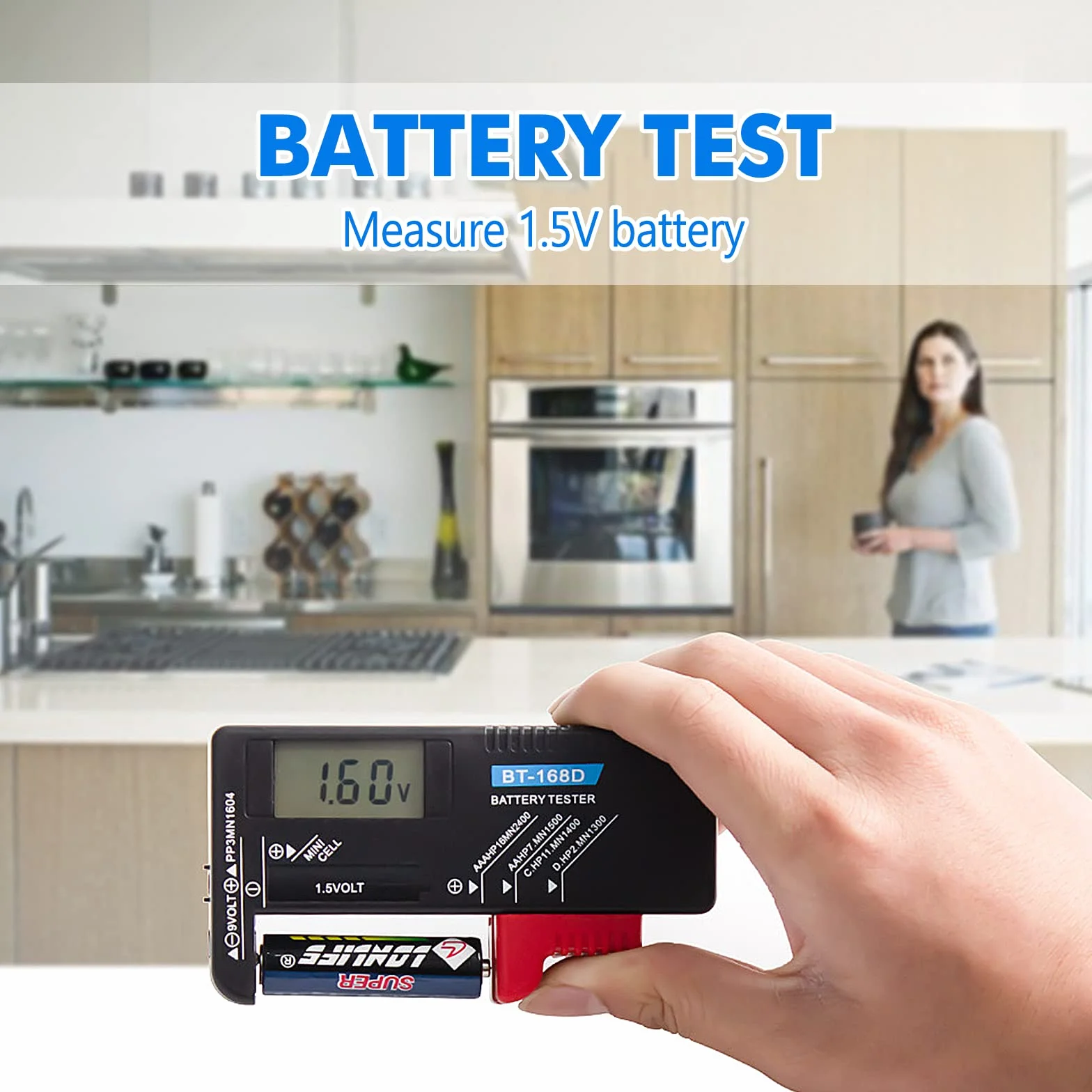 Tester per Batteria Digitali Portatile Universale con LCD Volt Checker