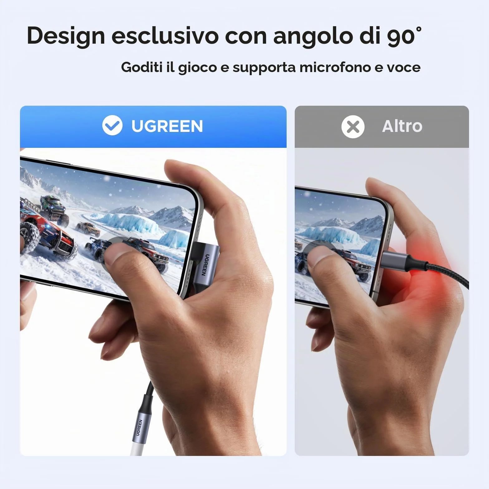UGREEN Adattatore da USB-C a Jack Audio 3,5 mm Angolato 90 Gradi con DAC per iPhone 17/17 Air/17 Pro/17 Pro Max, Galaxy S25, iPad, Mac