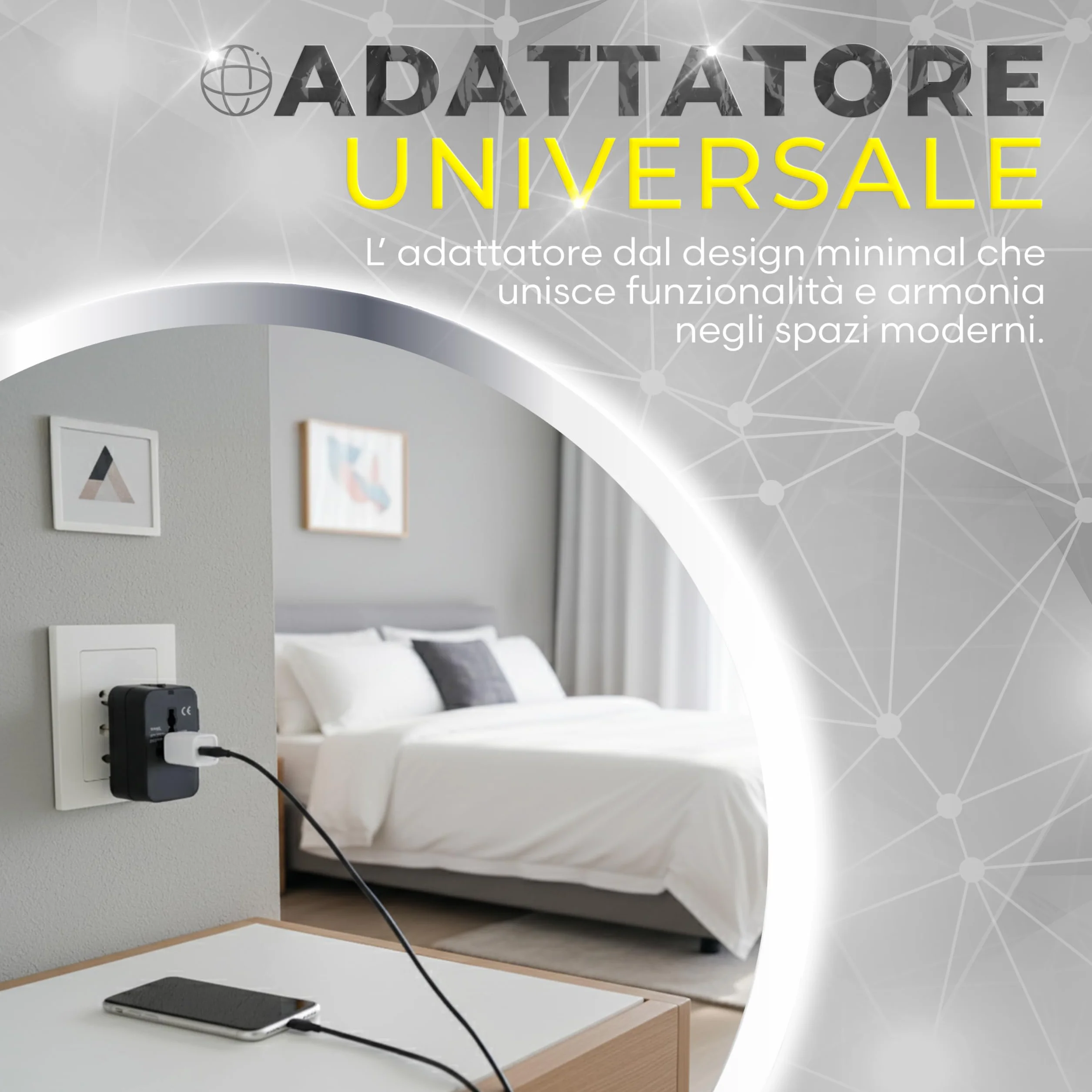 Adattatore Universale da Viaggio Internazionale USA UK Europa Australia Giappone con Protezione Surge Integrata