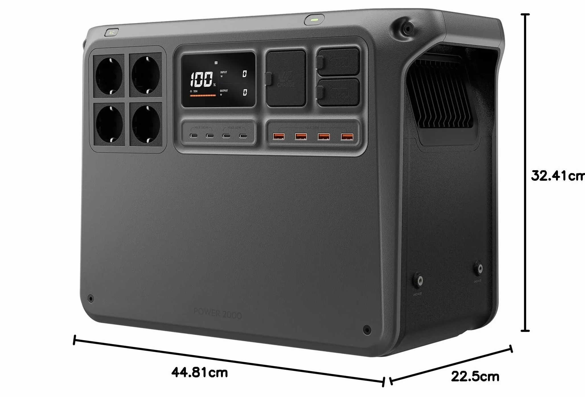 DJI Power 2000 generatore di corrente portatile, centrale elettrica portatile, batteria LFP da 2048 Wh, uscita stabile da 3000 W, ricarica 0-80% in 45 min, power station per casa, campeggio e camper