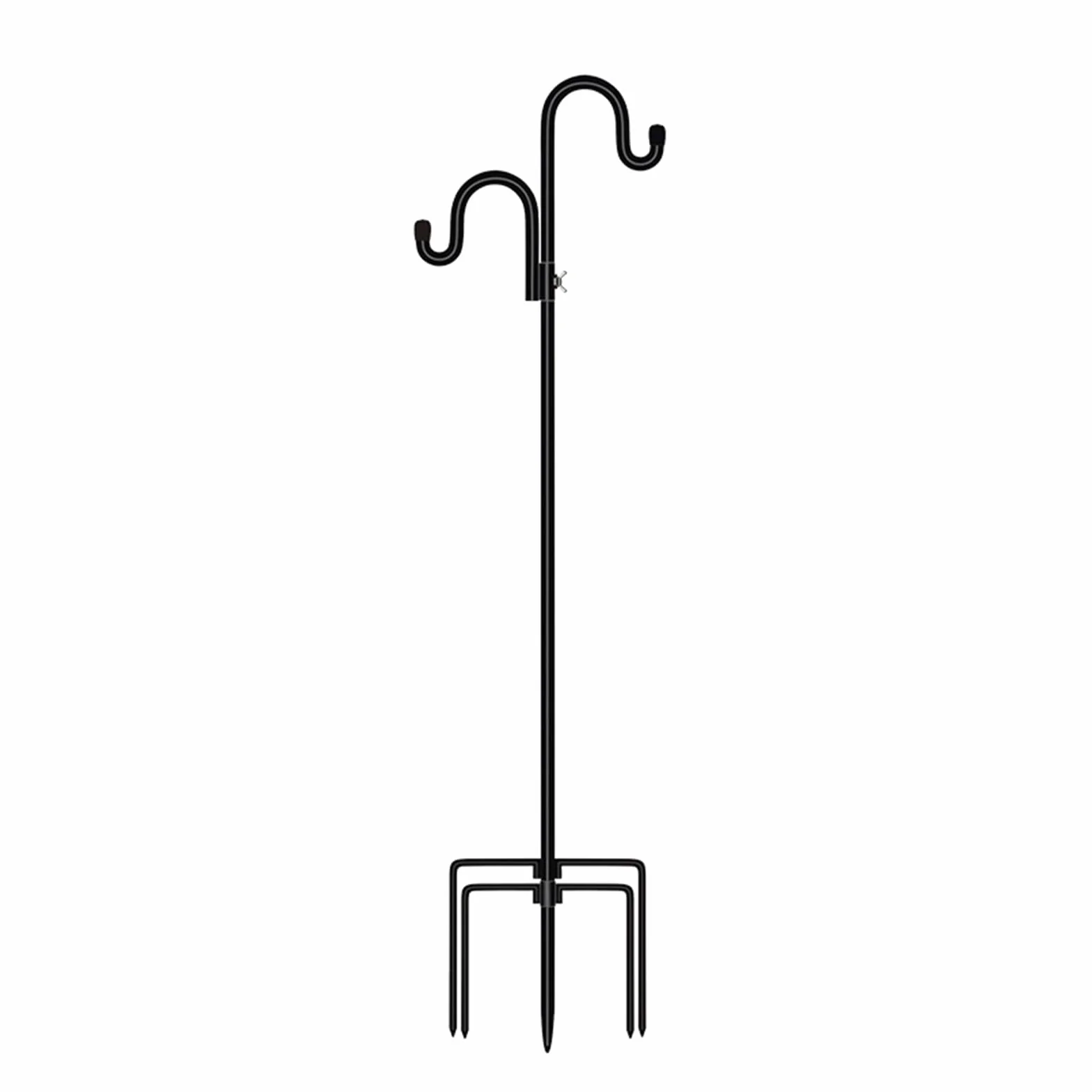 Gancio da pastore in ferro battuto per giardino esterno, 165,1 cm di altezza, doppio gancio per mangiatoia per uccelli e piante sospese, robusto gancio in metallo per decorazione patio cortile