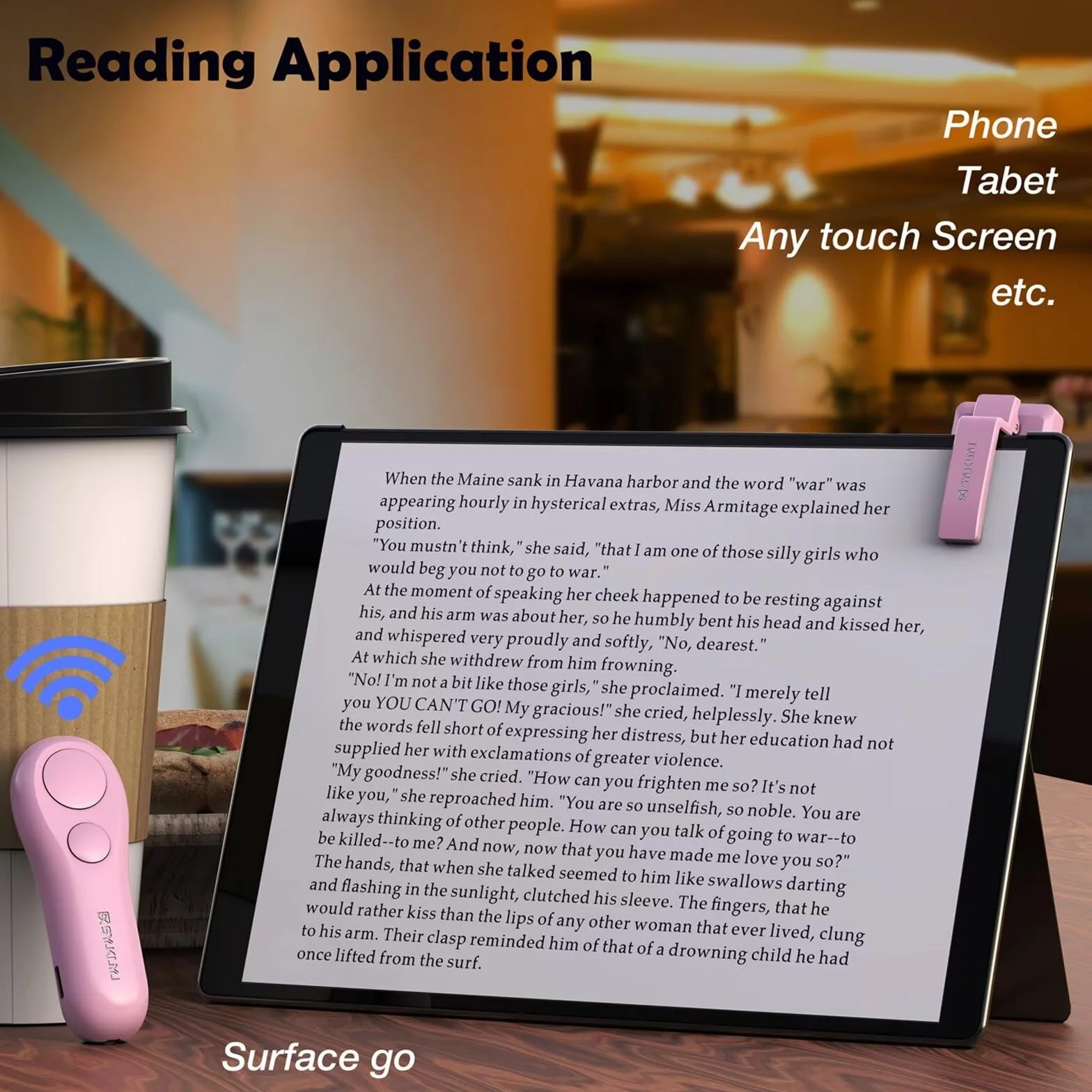 SK SYUKUYU Page Turner per Kindle Paperwhite Oasis Kobo eReaders, telecomando RF Clicker per iPad Tablets lettura, fotocamera remota e pulsante video (Rosa)