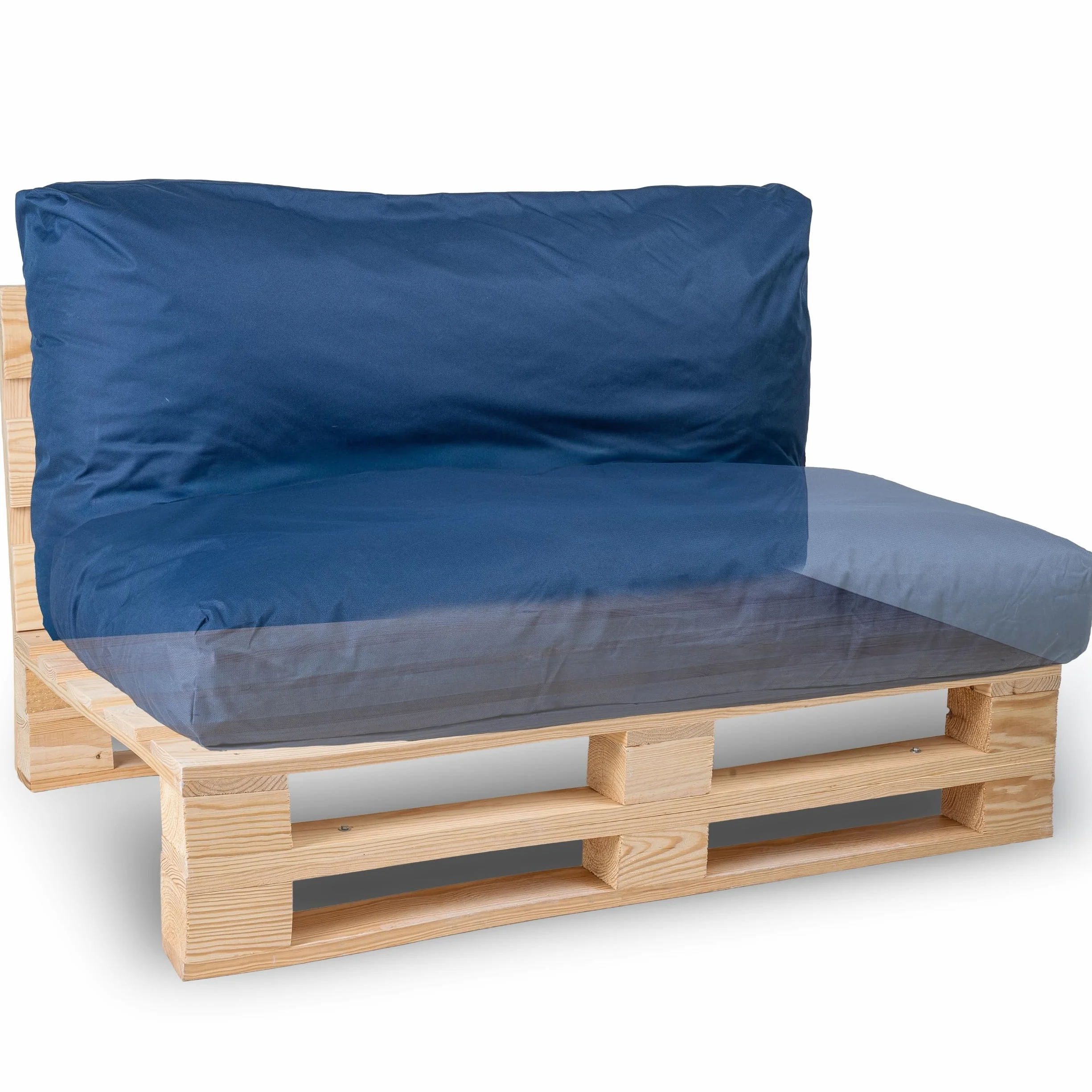 Cuscini per Pallet Fodera Impermeabile Anti UV Rimovibile Lavabile Imbottito Schiuma 120x60 cm Blu