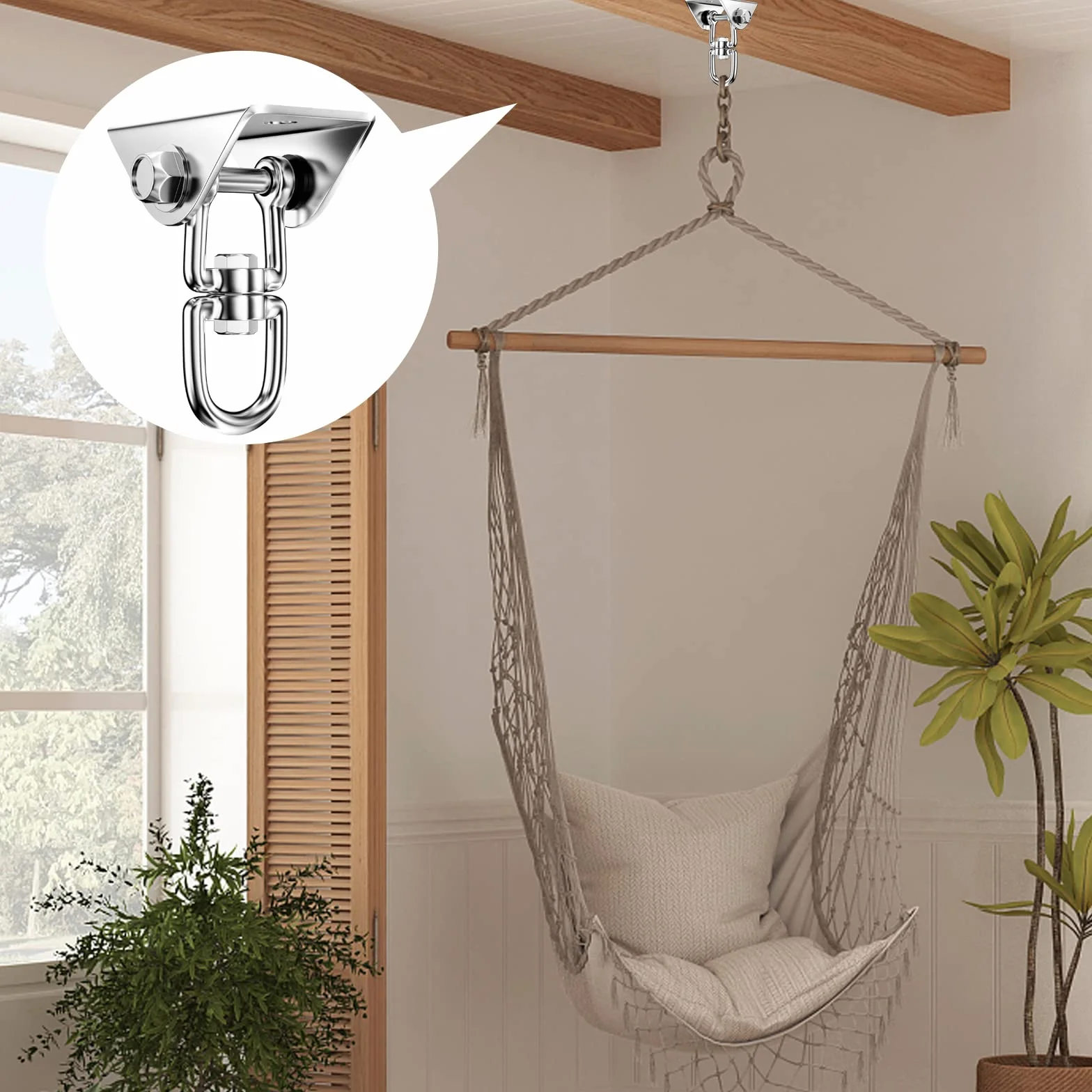 Relota Gancio Soffitto Acciaio Inossidabile 450 kg Capacità Portante 360° Rotazione per Sedia Sospesa Altalena
