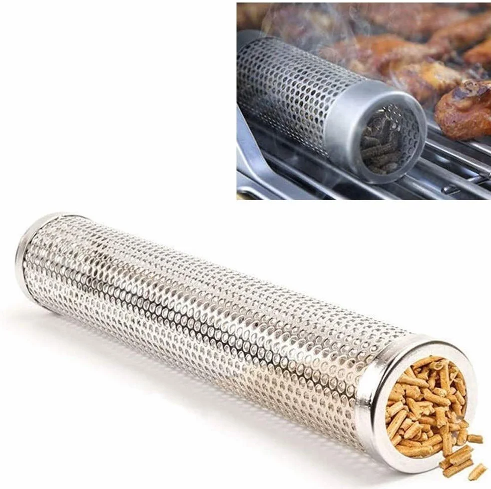 Barbecue - Tubo per affumicatura in acciaio inox 304, 30,5 cm, accessori per barbecue a gas e barbecue a carbone, scatola per affumicatura, pellet