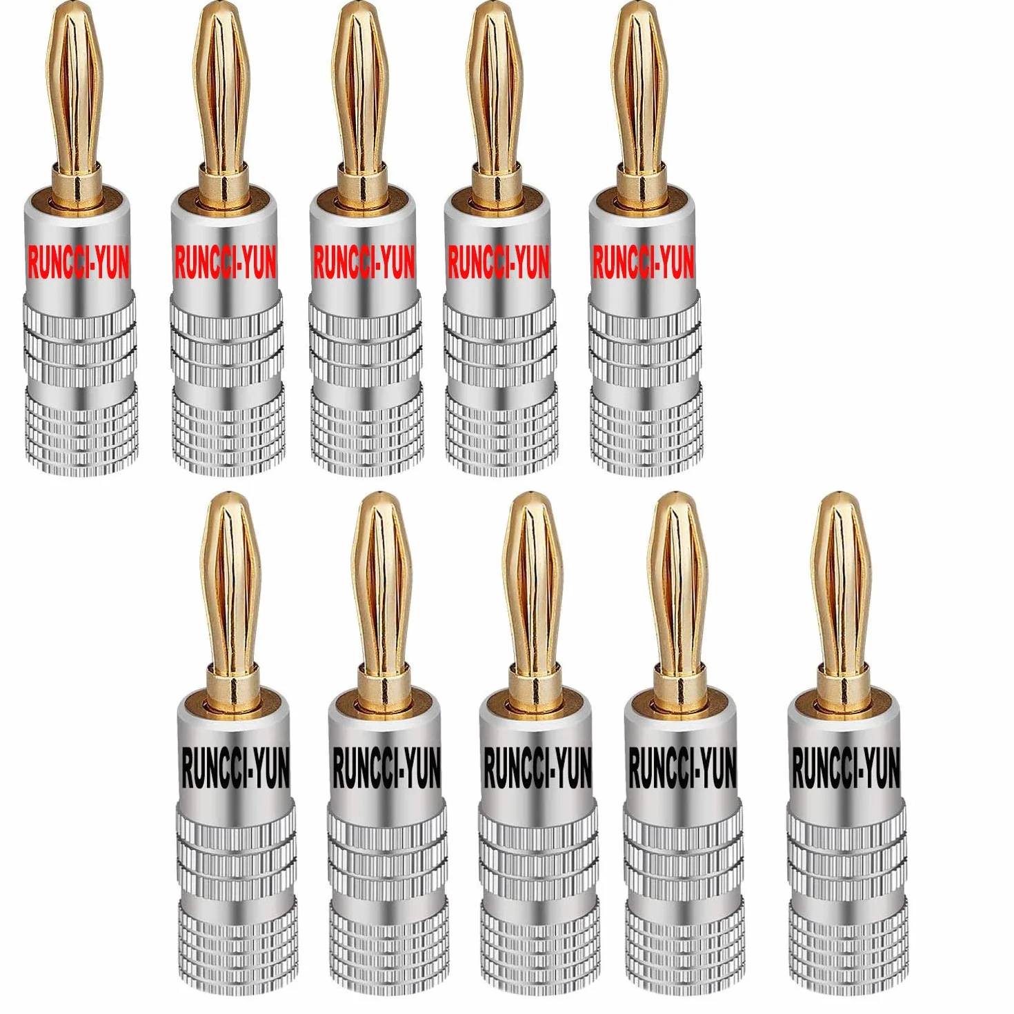 10Pcs Placcato oro 24 K Spina a Banana 4 mm connettore altoparlante per Altoparlanti Hi-Fi, amplificatori, Receiver, impianti Stereo