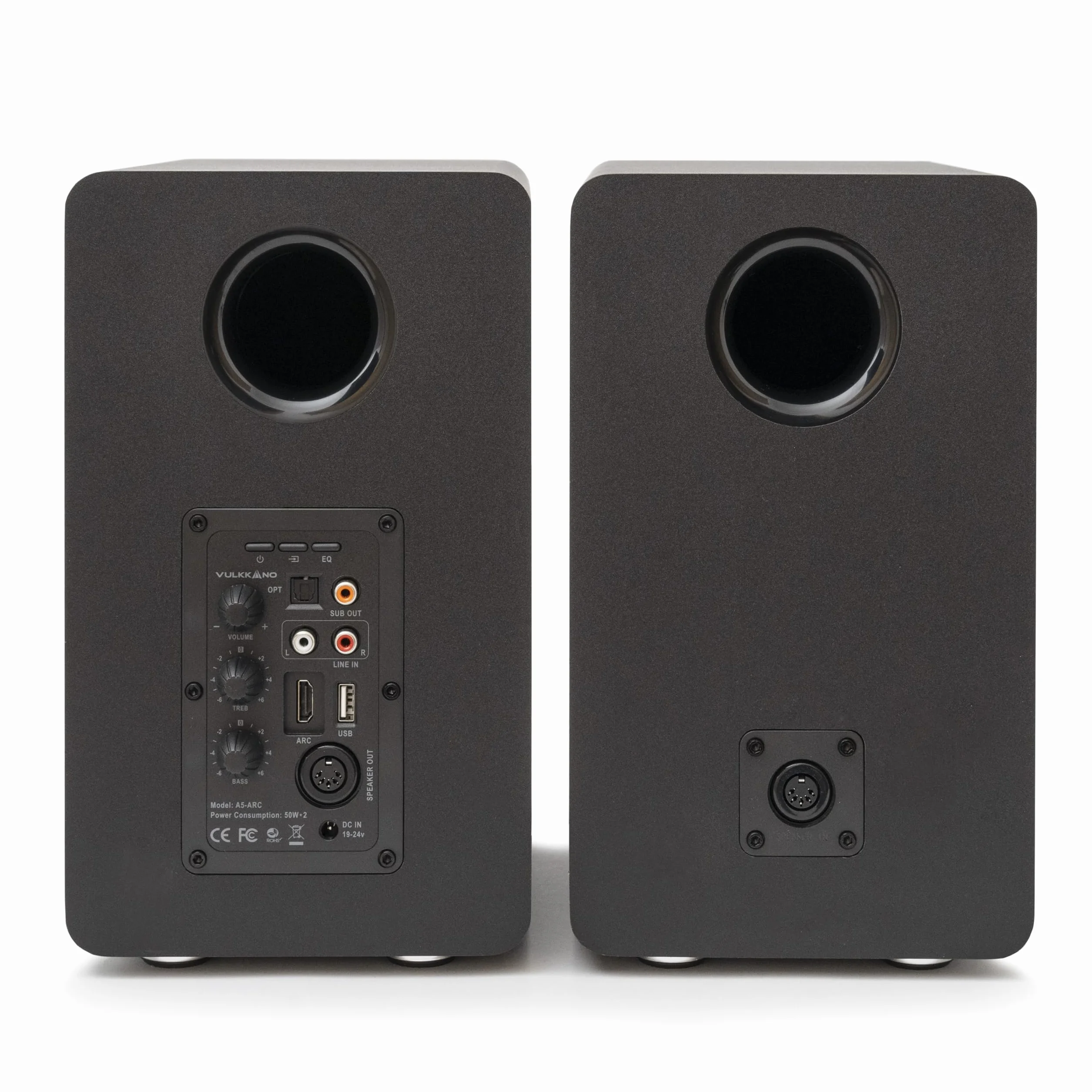 VULKKANO A5 ARC Cassa Amplificata Woofer 5,25" Bluetooth 5.0 HDMI ARC Nero