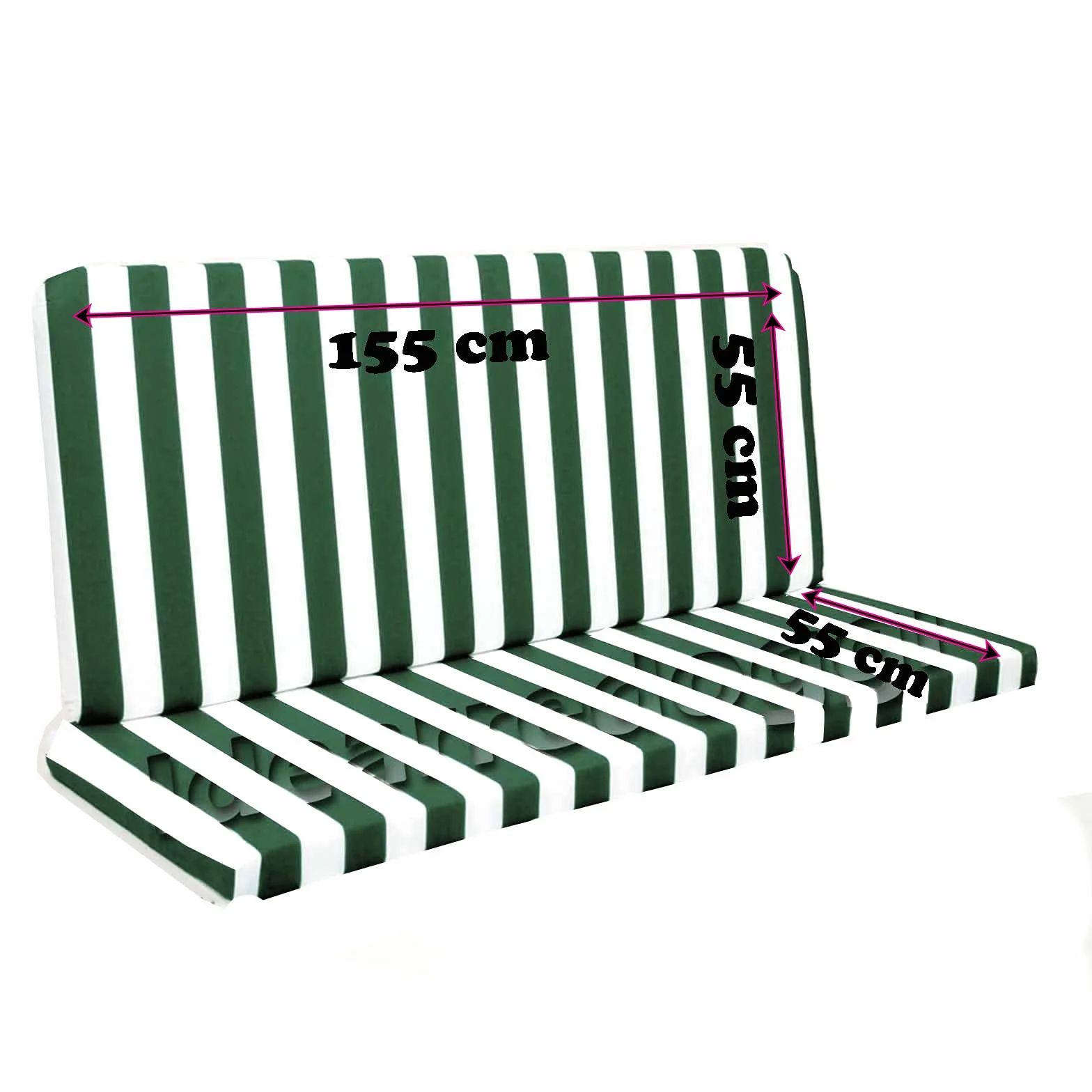 BUONOCORE Cuscino per Dondolo Lastra 3 Posti 150 Cm Bianco/Verde